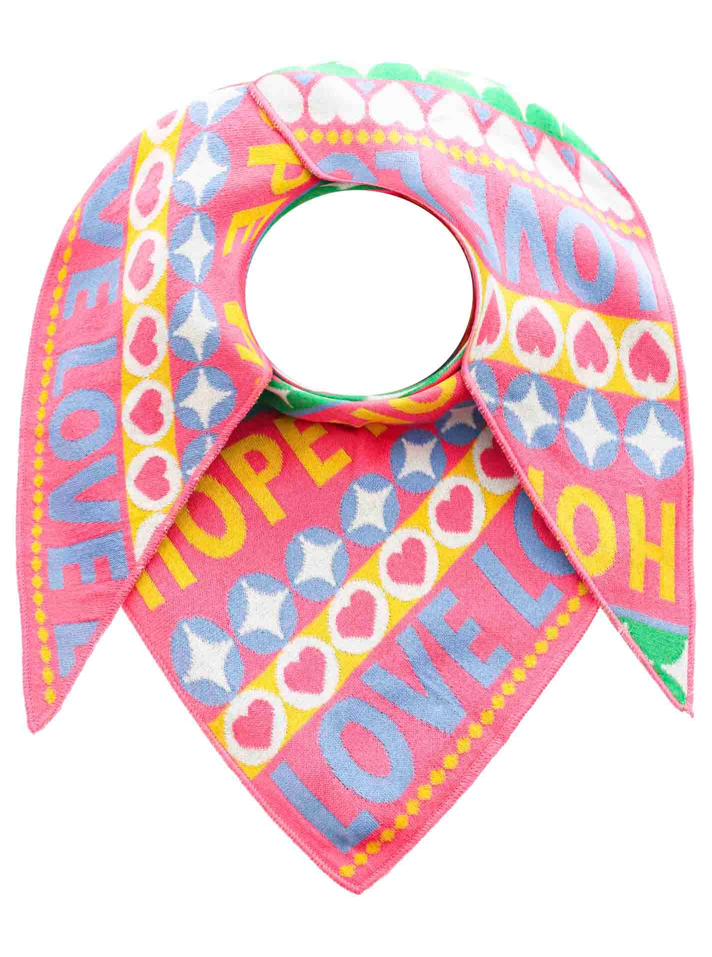 Zwillingsherz Dreieckstuch »"Jahrmarkt"« Schriftzug, farbenfroh, wärmend, Strick