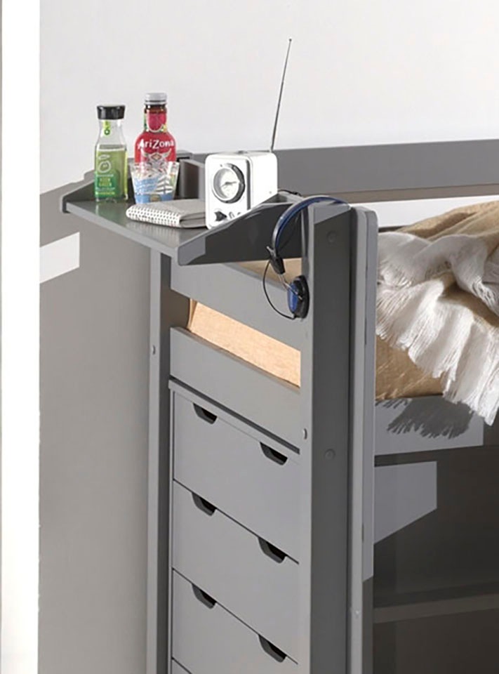 Vipack Kinderregal »Pino, mit 2 Metallhaken, zum Anhängen am Bett«, (B/H/T ca. 79,2x9,3x21,2cm, Kiefer massiv, universell einsetzbar), eine praktische Ergänzung zum Bett, 3 Farben