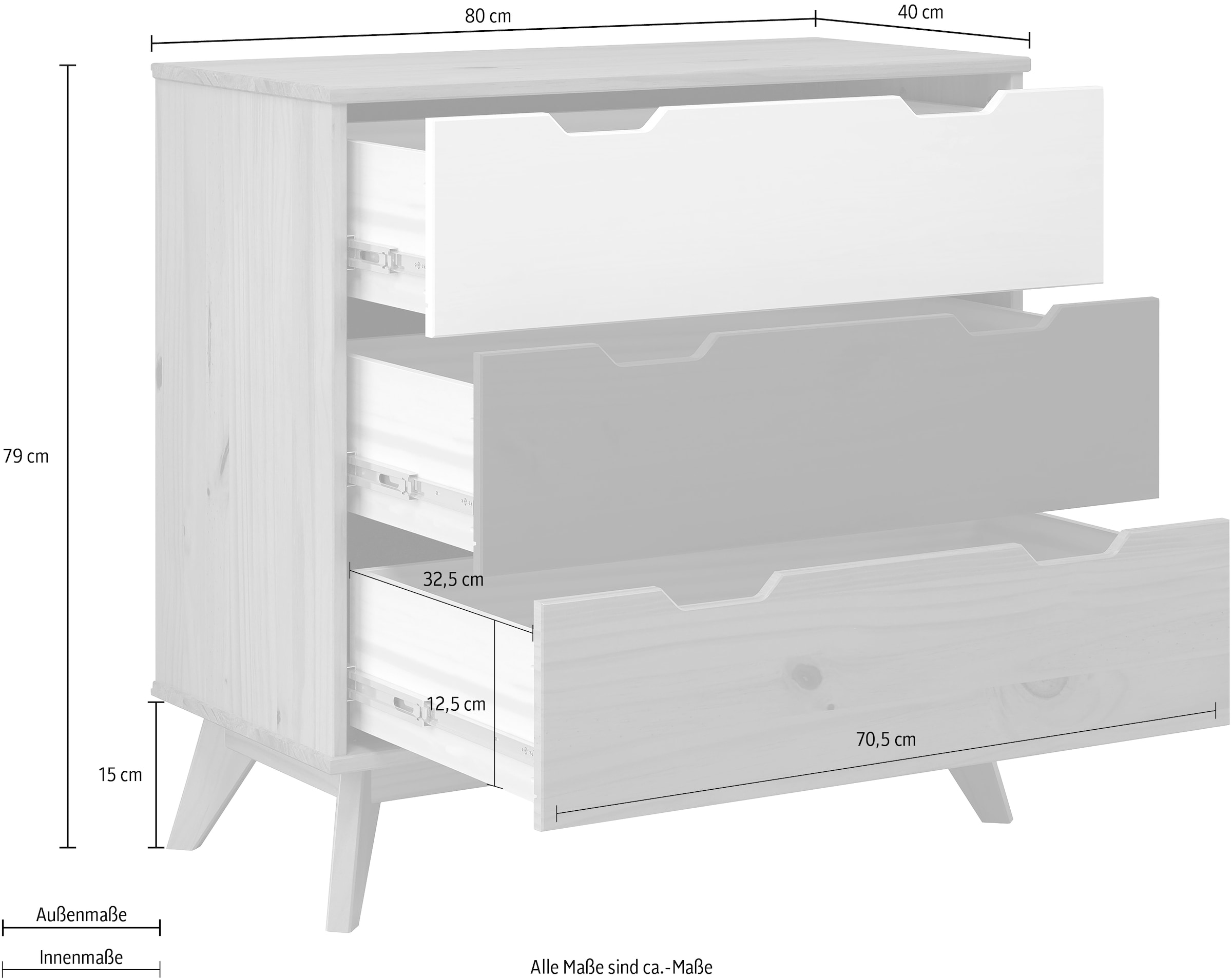 INTER-FURN Kommode »Scandik«, praktisch und aus massiver Kiefer