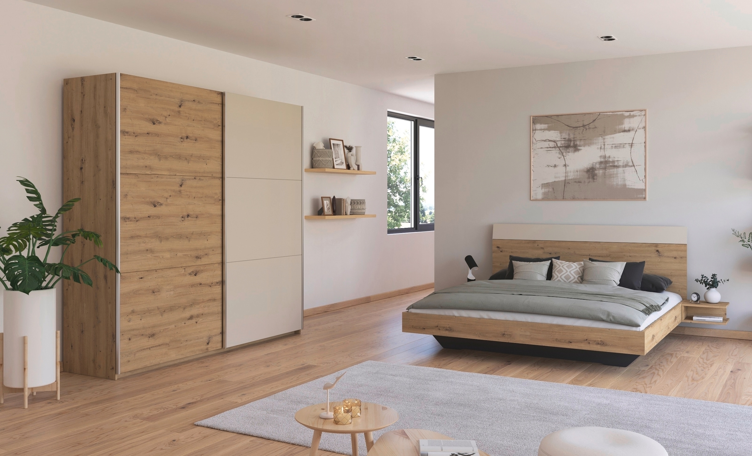 Rauch Schlafzimmer-Set »Monza« mit Schwebetürenschrank Breite 218 cm, Bettanlage in 2 Breiten in braun