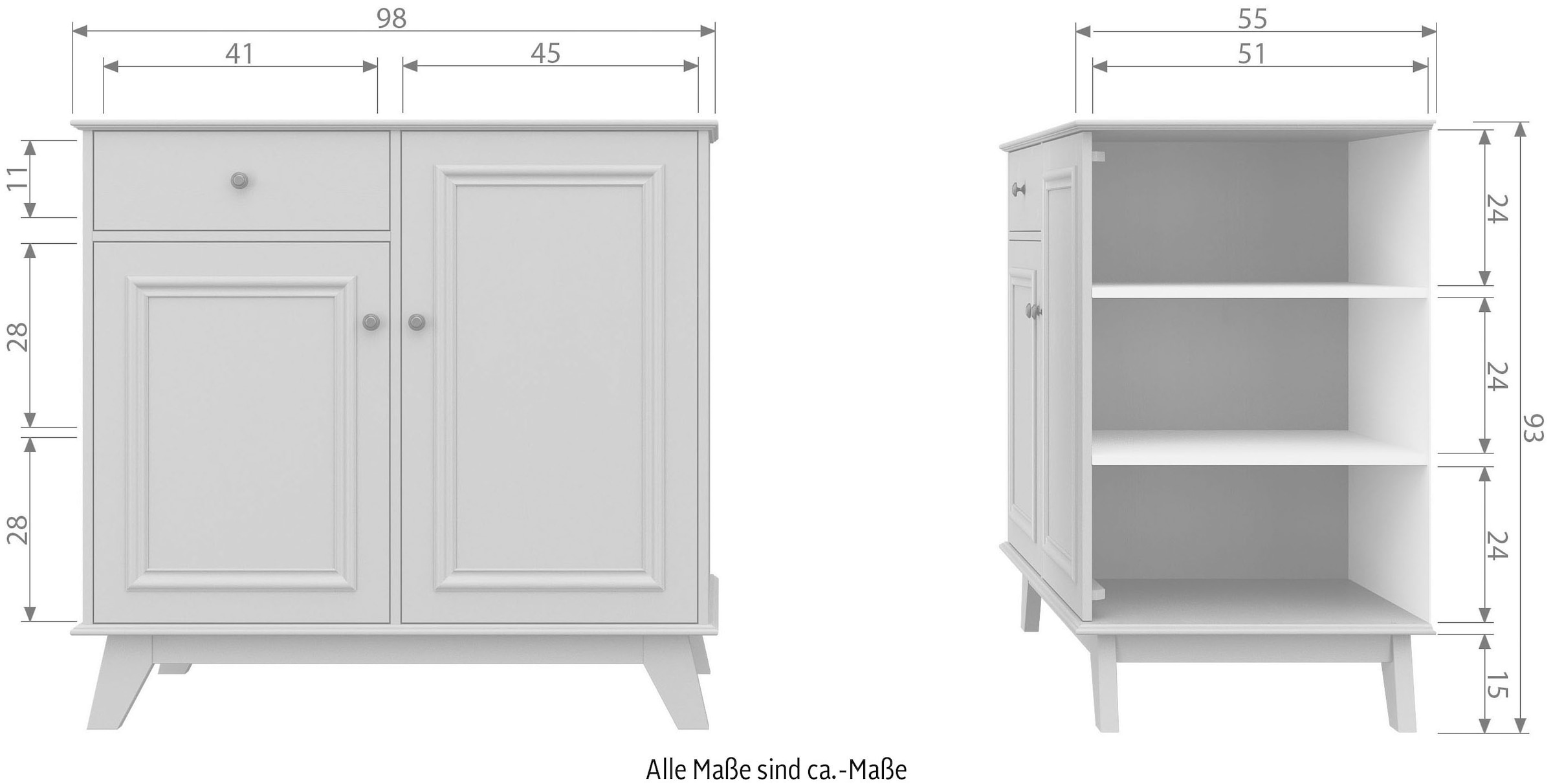 WOOOD Sideboard »Lily«, Kommode, H 93 cm x B 98 cm x T 55 cm