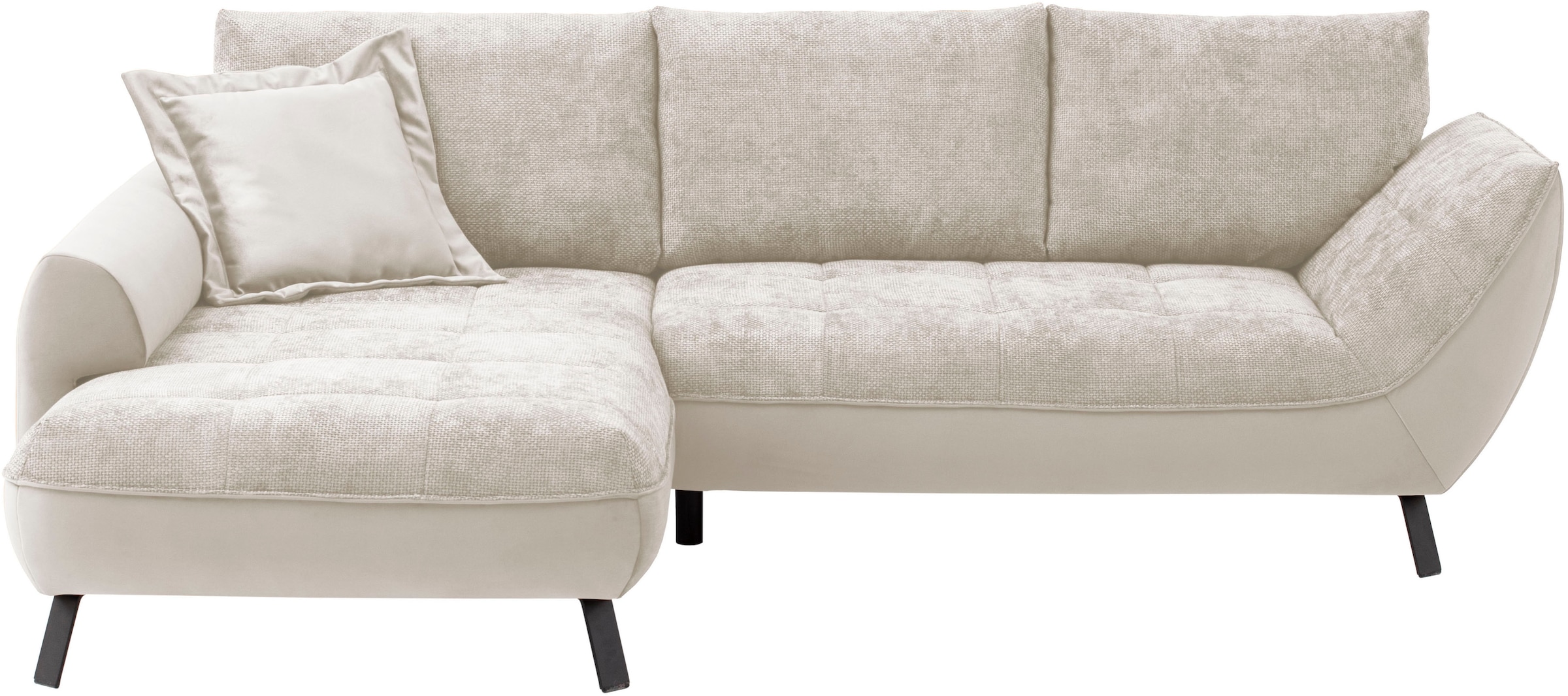 exxpo - sofa fashion Ecksofa »Bellinii, Materialmix, Strukturbezug und pflegeleichter Microvelours«, bequem und modern, Materialmix, L-Form