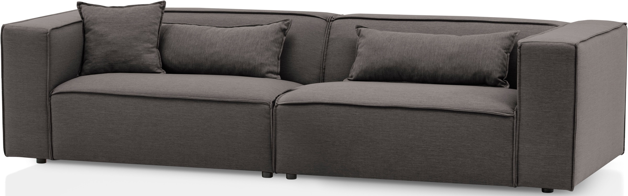 LeGer Home by Lena Gercke 3-Sitzer »PIARA, Couch mit Kedernaht, Sofa in Cord oder Leinenoptik«, schwarze Füße, bequemer Sitzkomfort