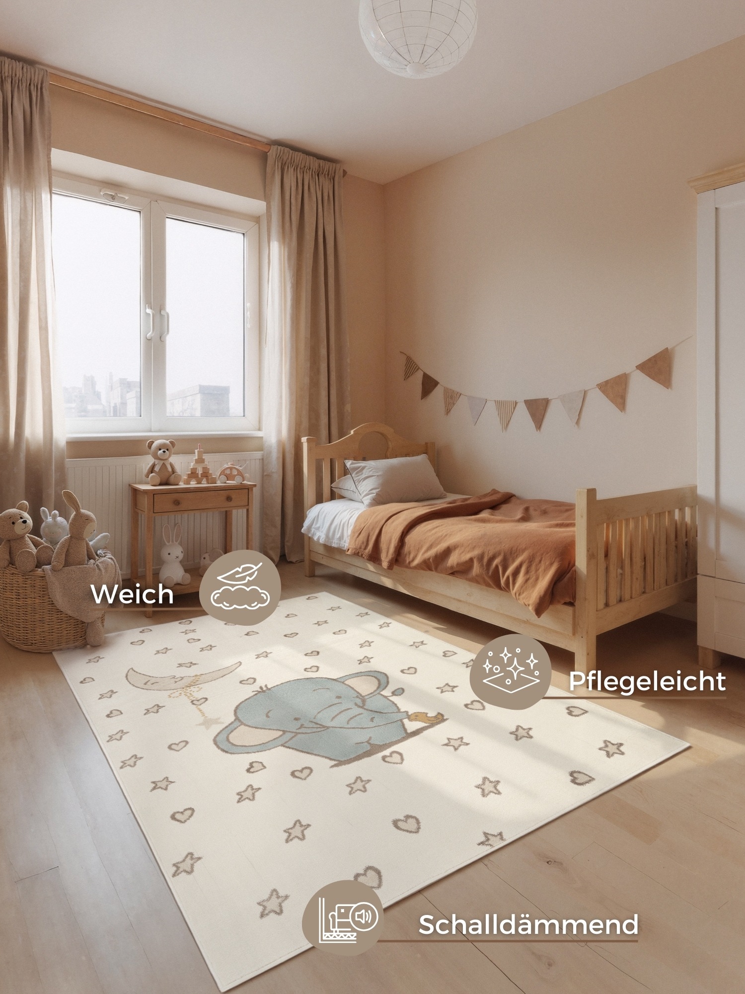 HANSE Home Kinderteppich »Little Elli« rechteckig 10 mm Höhe Pflegeleicht, Weich, Kinderzimmer, Spielteppich, Spielunterlage