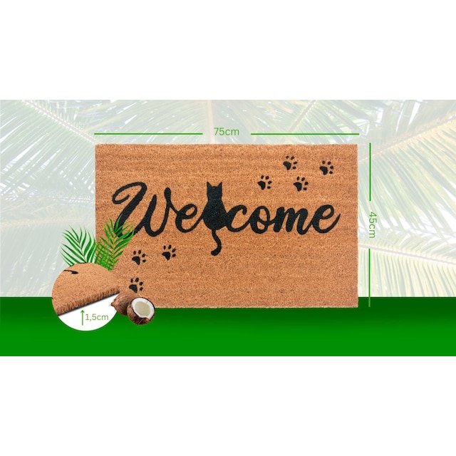 Schmutzfangmatte, im Home bestellen Outdoor, Kokos HANSE Online OTTO Cat Shop Innen, Welcome«, Flur Kokos, Kokosmatte, Rutschfest, »Mix rechteckig, Mats Fußmatte Paws