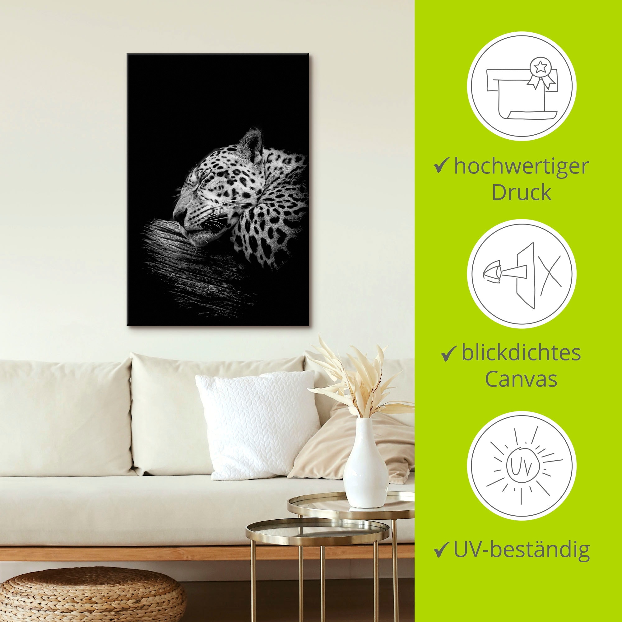 Artland Wandbild »Der schlafende Jaguar«, Wildtiere, (1 St.), als Alubild, Outdoorbild, Leinwandbild, Poster in verschied. Größen