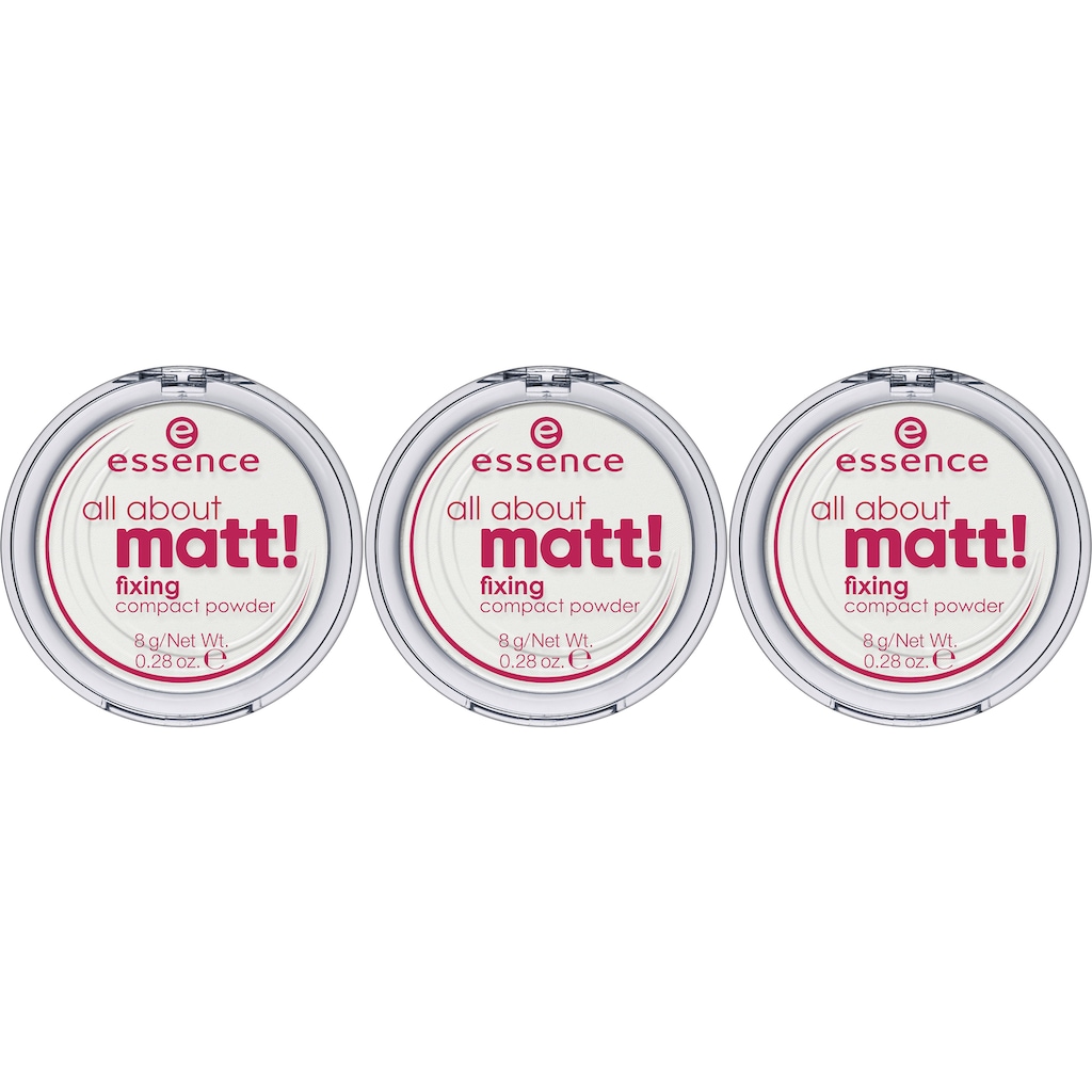 Essence Puder »all about matt! fixing compact powder«, (Set, 3 tlg.)