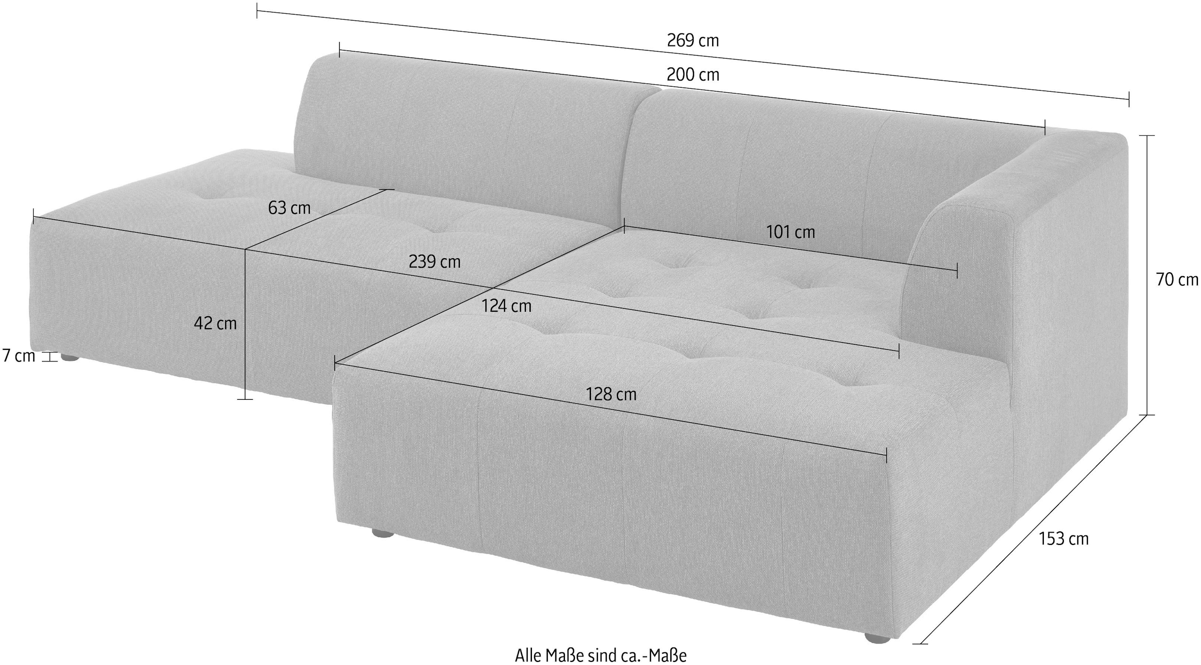 ATLANTIC home collection 3-Sitzer »Leonardo« Ottomane mit XXL-Liegefläche