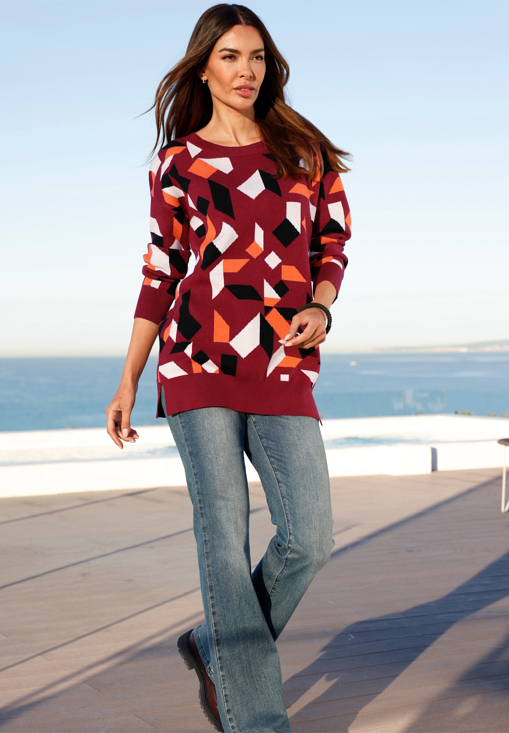 heine Strickpullover »Longpullover Longpullover mit Grafikmuster«