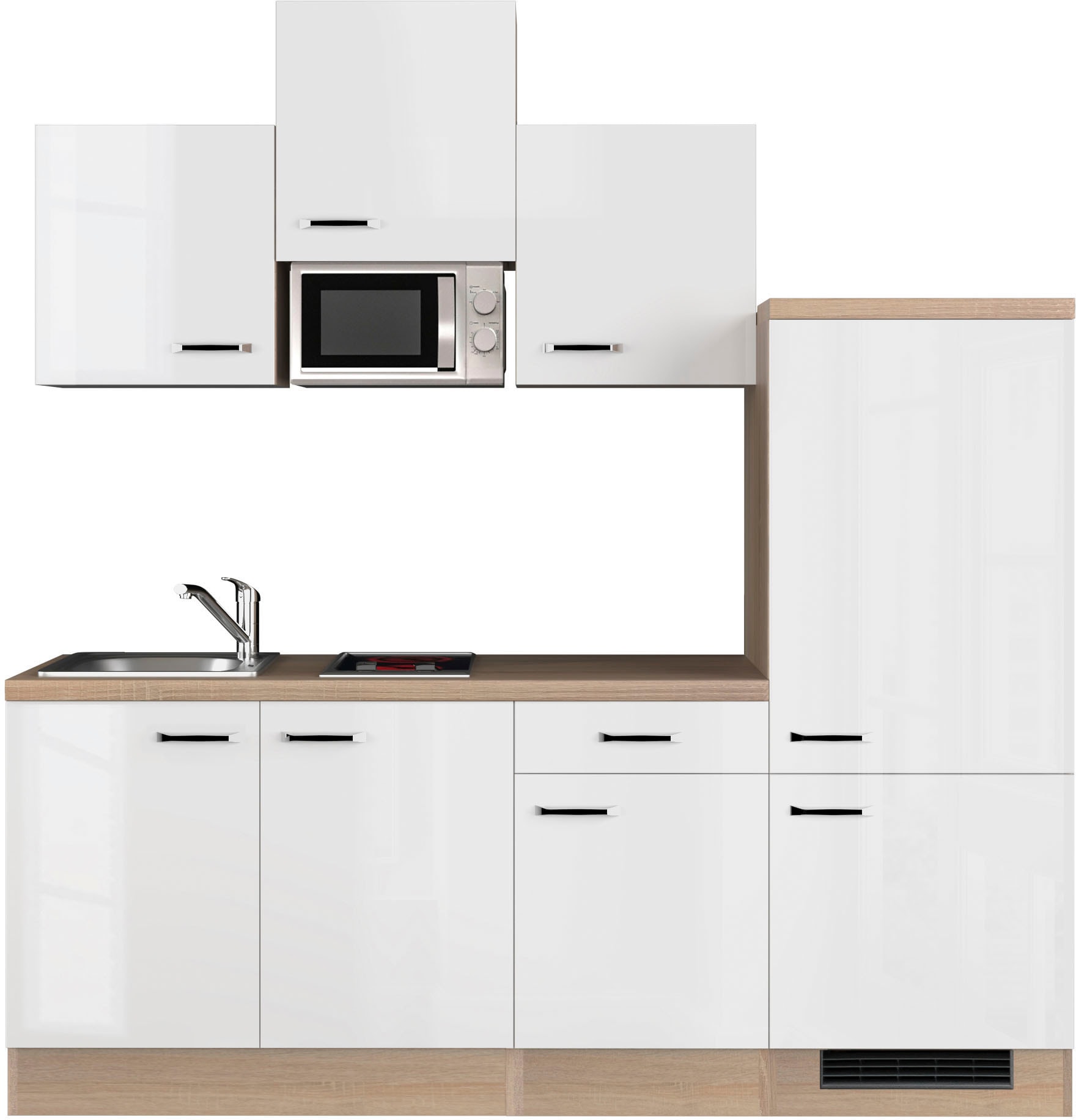 Flex-Well Küche »Florenz«, Breite 210 cm, mit Kühlgerät und  Glaskeramikkochfeld sowie Mikrowelle bei OTTO