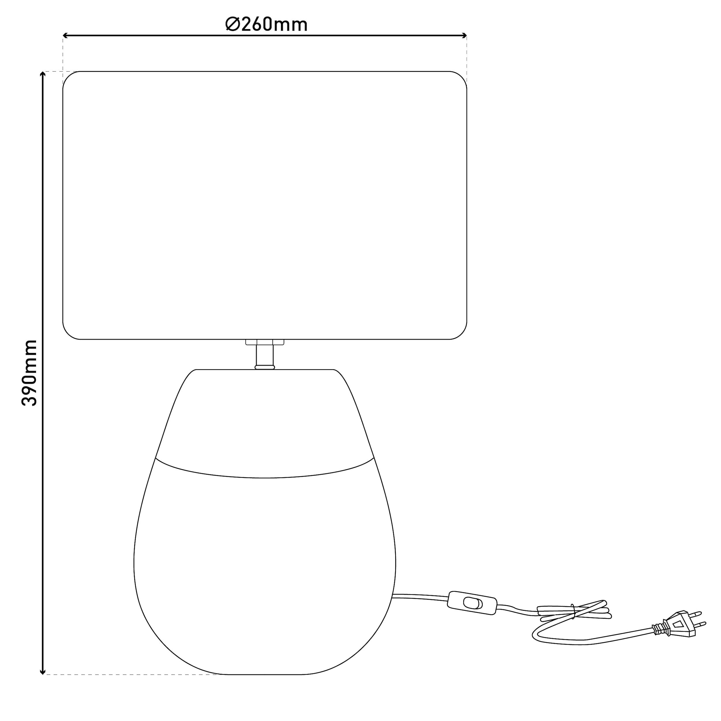 näve Tischleuchte »Bronco« E27 1 Stk. Keramikfuß mit goldenem Prägemuster, Textilschirm, 1x E27