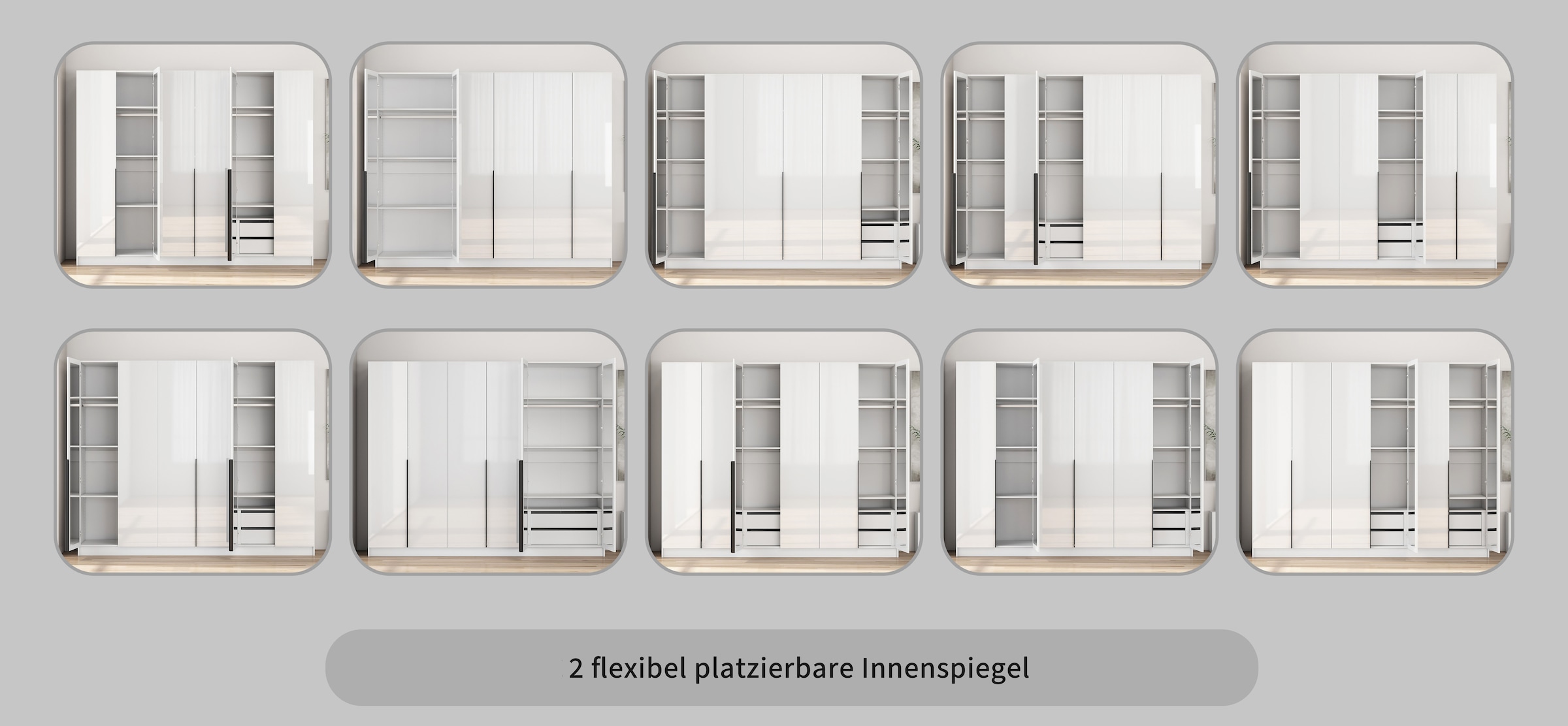 OTTO home Kleiderschrank »Annor Schlafzimmerschrank Breite 242cm hochglanz Schrank Garderobe« Drehtürenschrank mit perfekter Innenausstattung - elegante Türgriffe