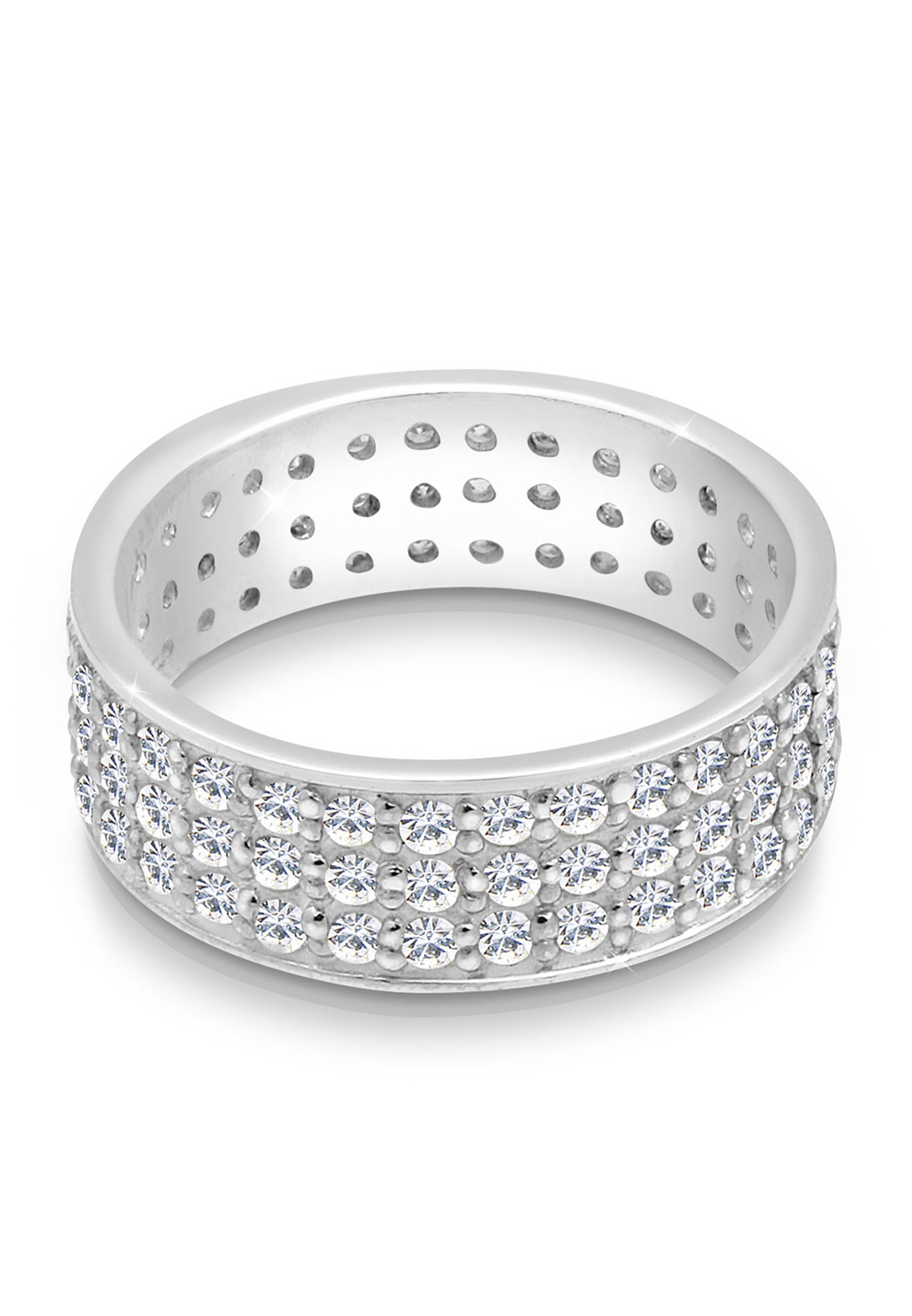 Elli Silberring »Ring Bandring Weiß 925 Sterling Silber, mit Kristallen von Swarovski®«
