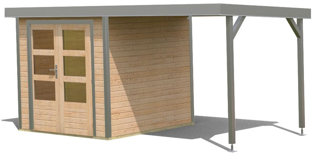 Karibu Gartenhaus »Jupiterino 2  SET, in verschiedenen Farben« inkl. Anbaudach