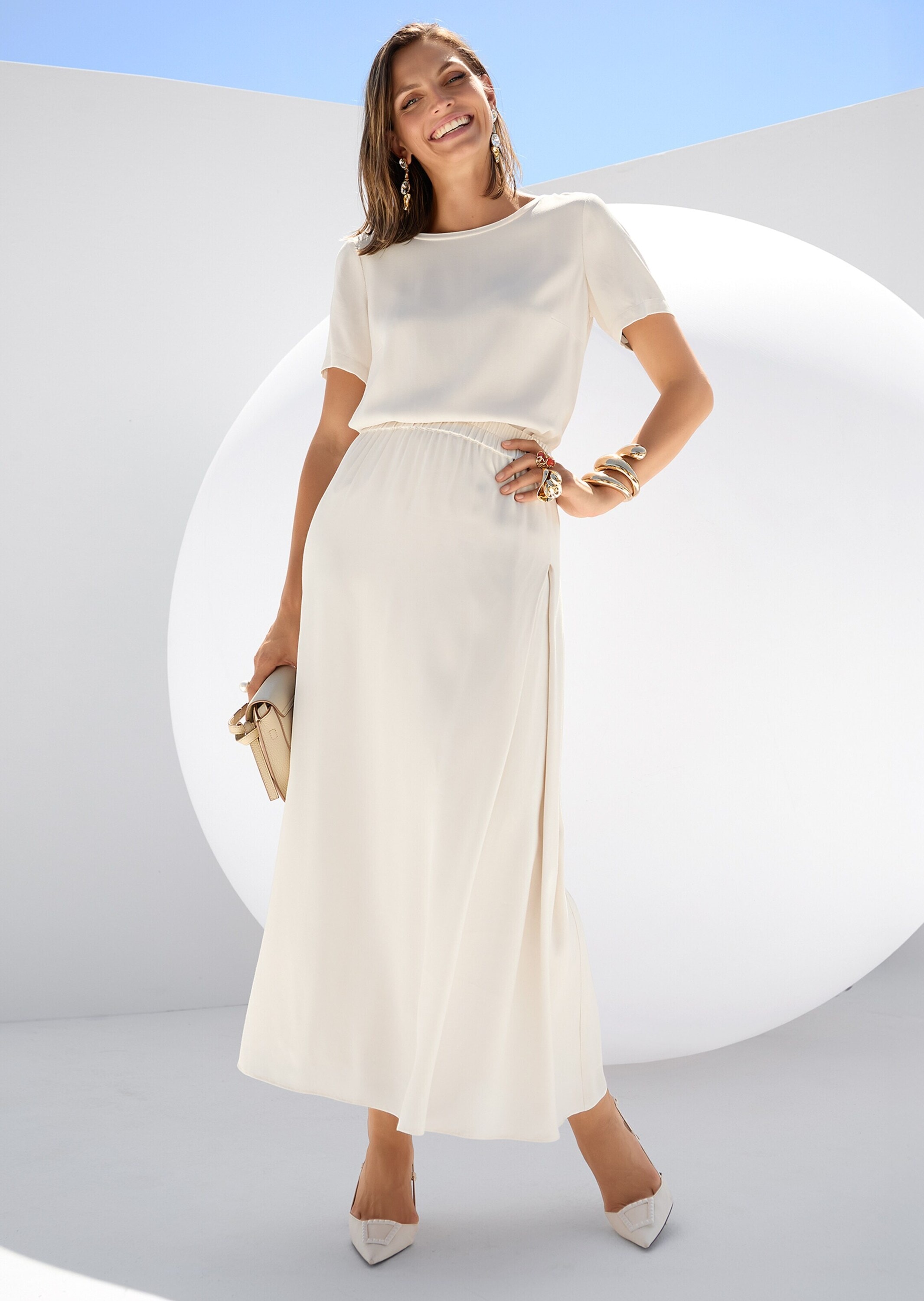 MADELEINE Midirock »Rock Langer Rock mit tiefer Seitenfalte«