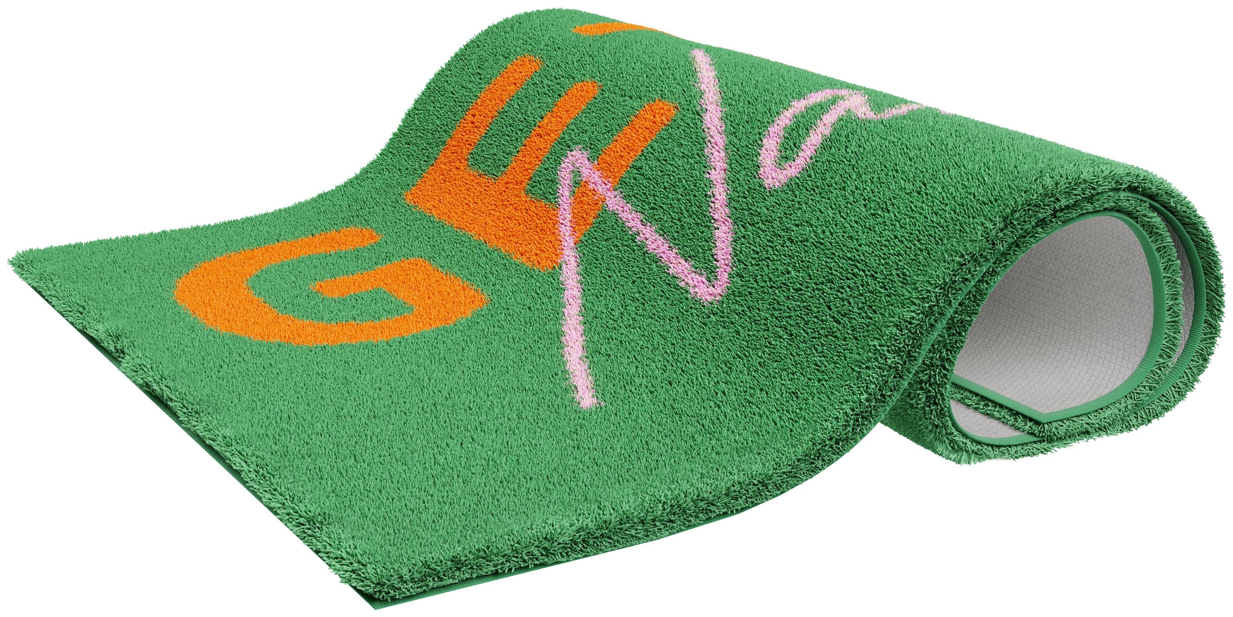 OTTO home Badematte »Get Naked, modern, Badvorleger, Badezimmer Teppich« Höhe 20 mm rutschhemmend beschichtet schnell trocknend Badteppich, mit Schriftzug, 2 Varianten, rechteckig