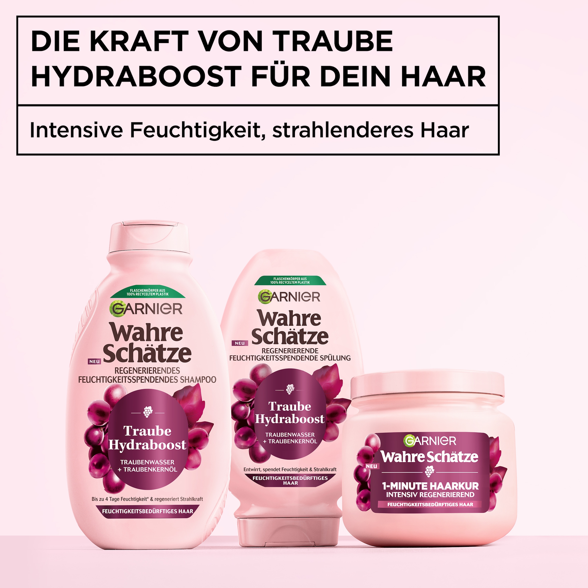 GARNIER Haarkur »Garnier Wahre Schätze 1-Minute Haarkur Traube Hydraboost«