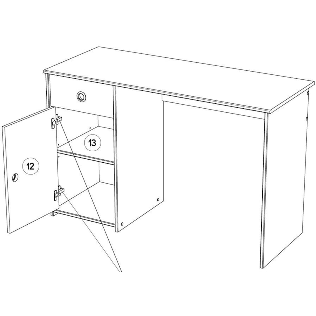 Parisot Jugendzimmer-Set »Smoozy«, (Set, 5 St., Stauraumbett, Nachttisch, Kleiderschrank, Schreibtisch und Kommode)