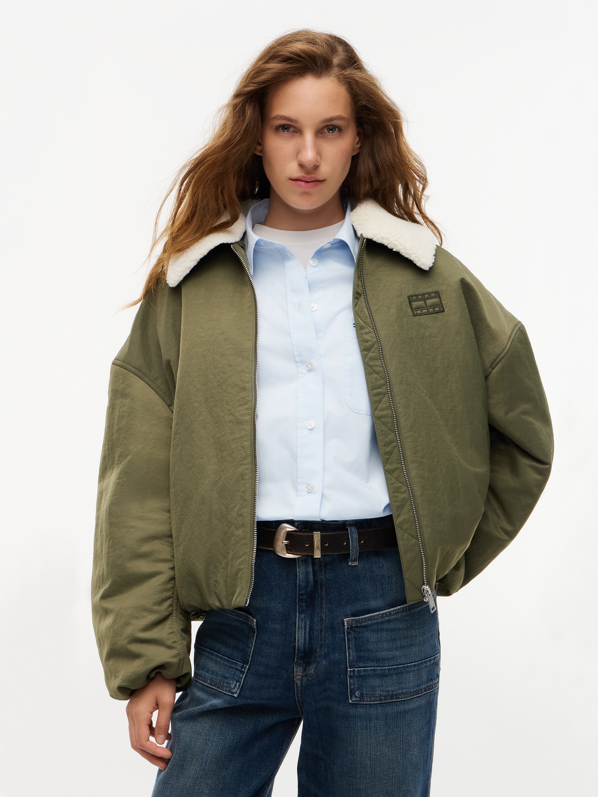 Tommy Jeans Bomberjacke »TJW FUR COLLAR UTILITY BOMBER« Kunstfaser, mit Fellimitat