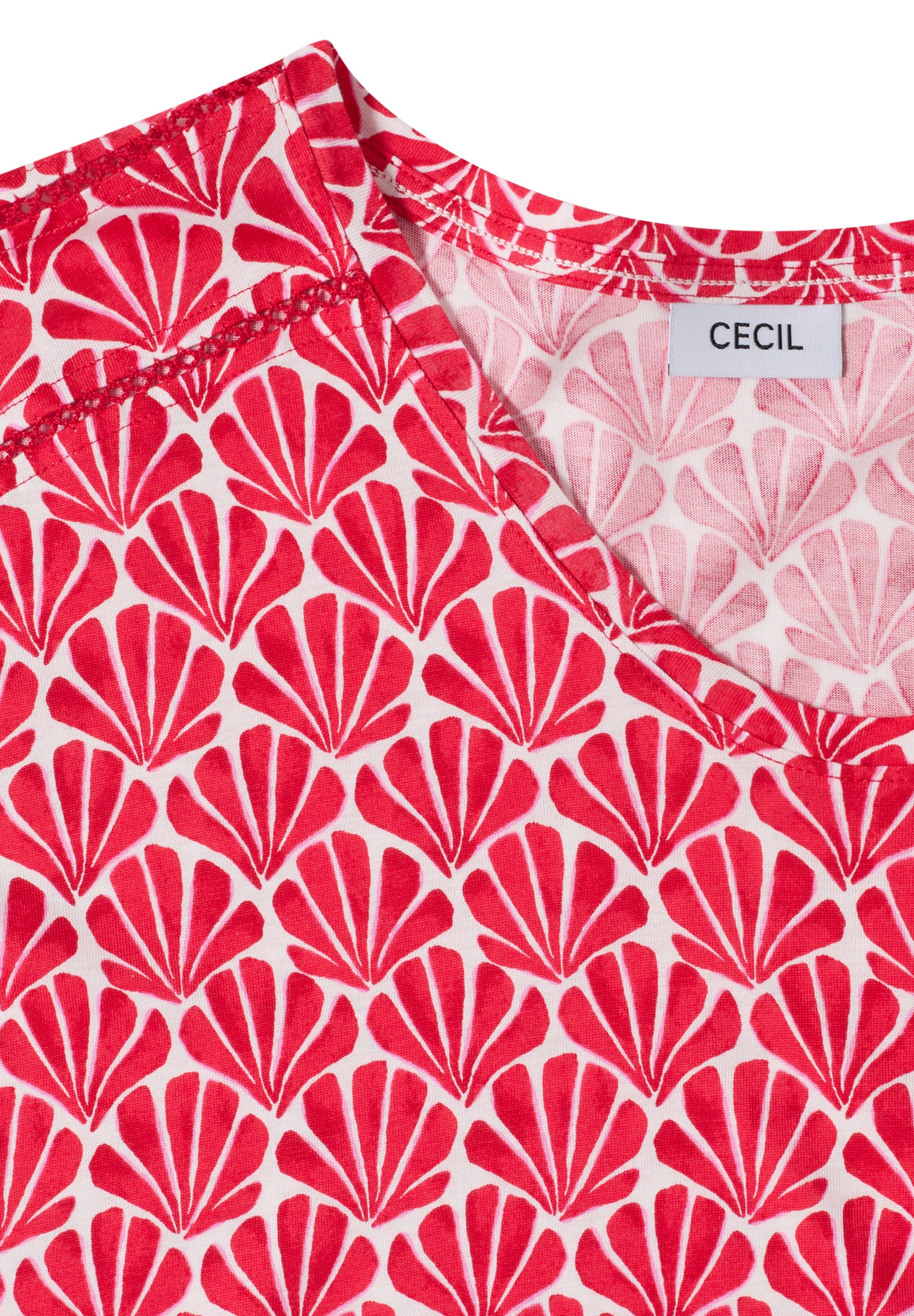 Cecil T-Shirt mit Modal und Spitzendetail, Alloverprint