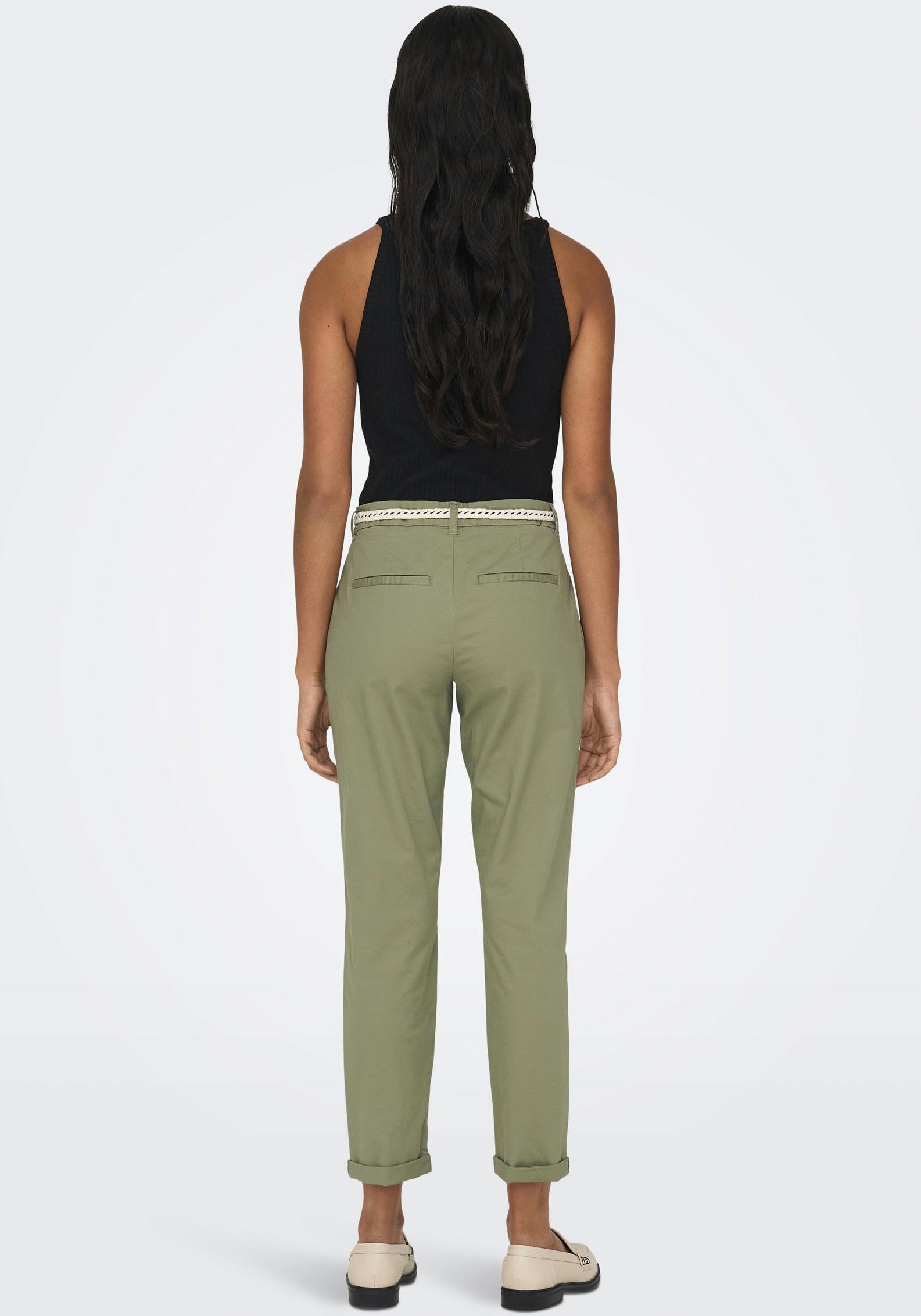 ONLY Chinohose »ONLBIANA COTTON BELT CHINO CC PNT«, knöchellange Form mit Umschlagsaum
