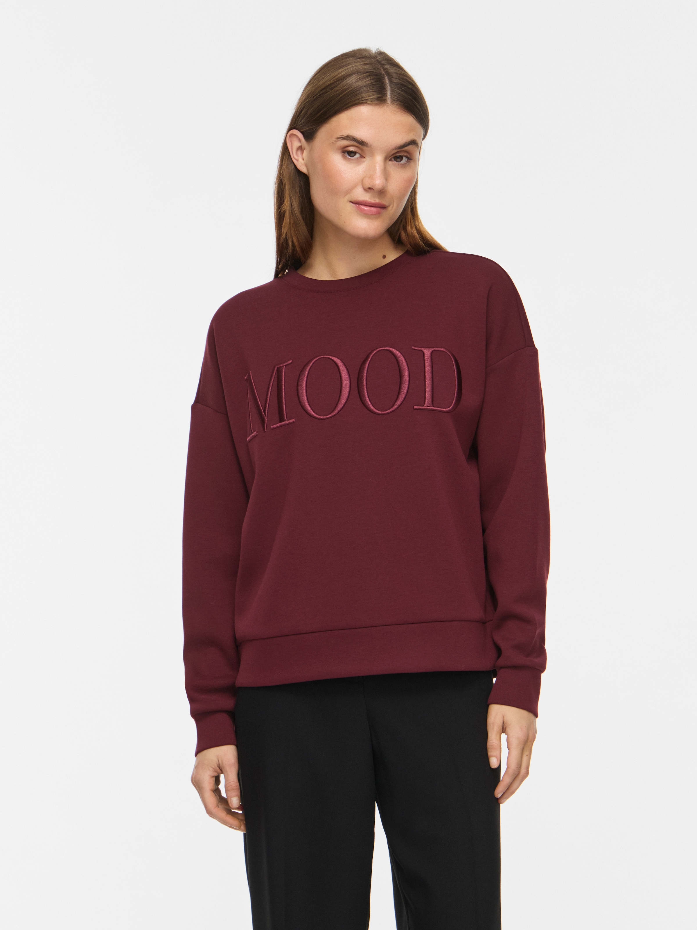 Vila Sweater »VIREFLECT MOOD EMB L/S SWEAT TOP/R/3«, Materialmix, loose fit
