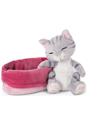 Nici Kuscheltier »Sleeping Kitties, Katze, 16 cm, grau«, mit pink-lila Körbchen kaufen