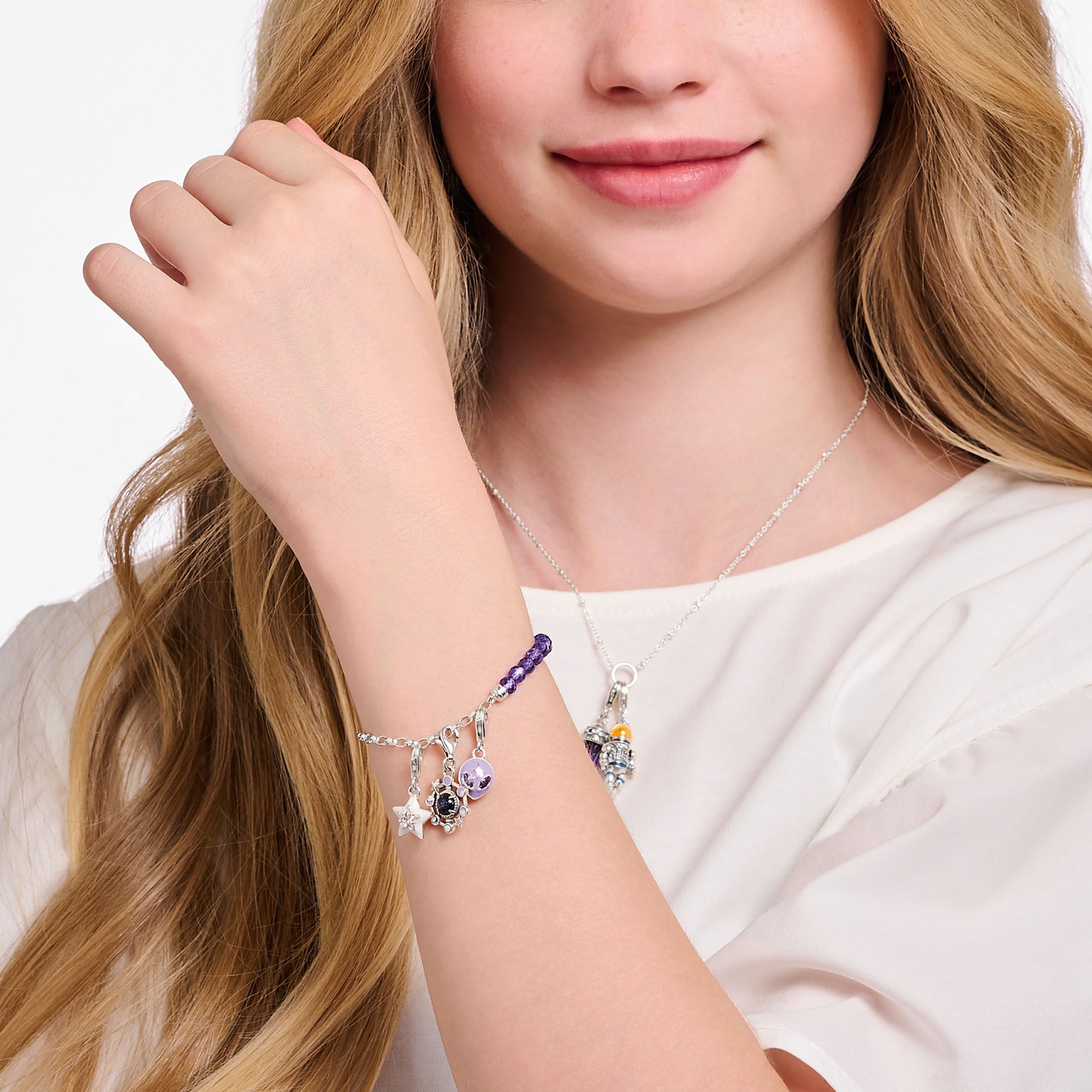 THOMAS SABO Charm Stern »mit Steinen und Kaltemaille« mit Glas-Keramik Stein oder Zirkonia (synth.)