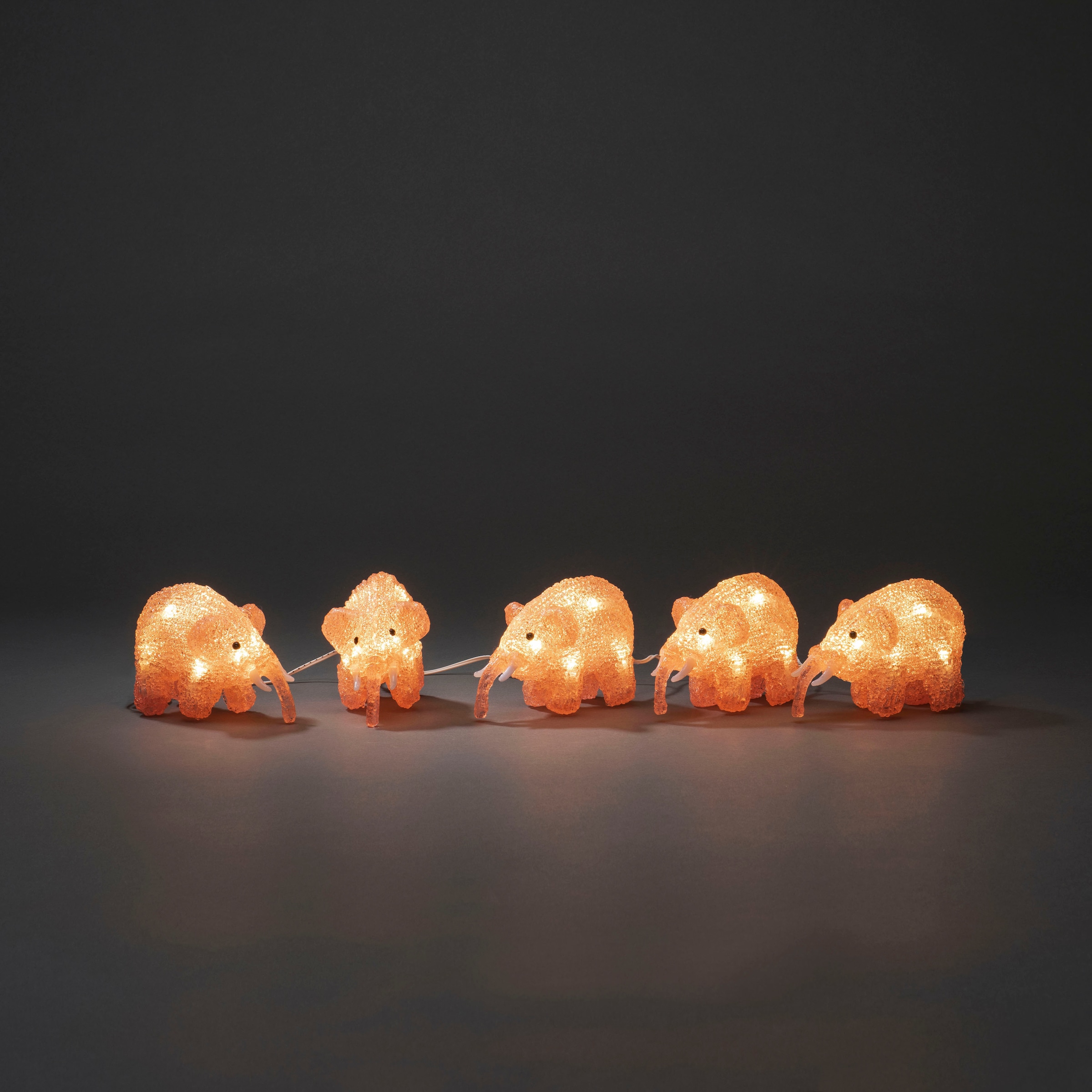 KONSTSMIDE LED Dekofigur »LED Acryl Elefanten, 5er-Set, pink, 40 warm weiße Dioden«, 40 flammig-flammig