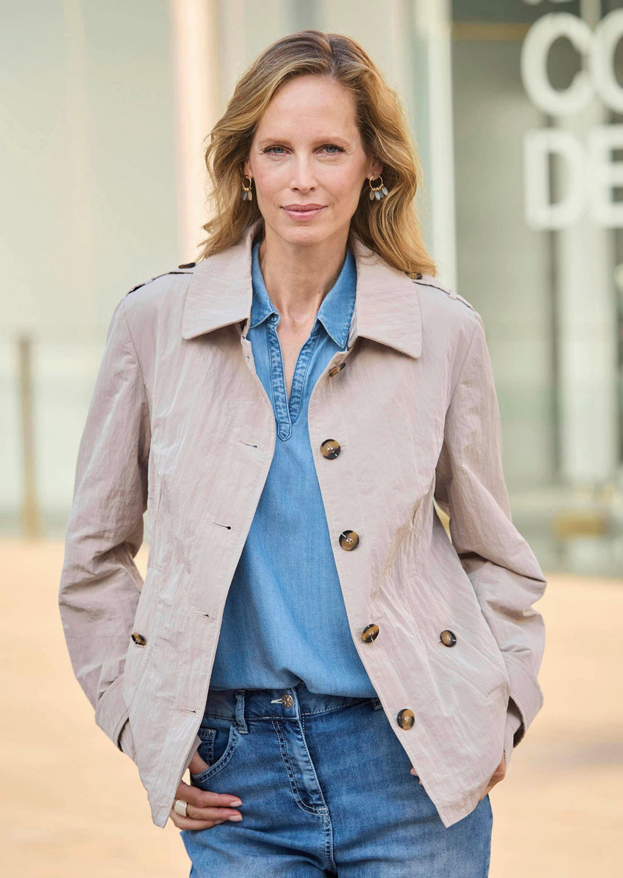 GOLDNER Blouson »Übergangsjacke mit Crash-Optik« Sattel mit bedruckten Konbtrastfutter