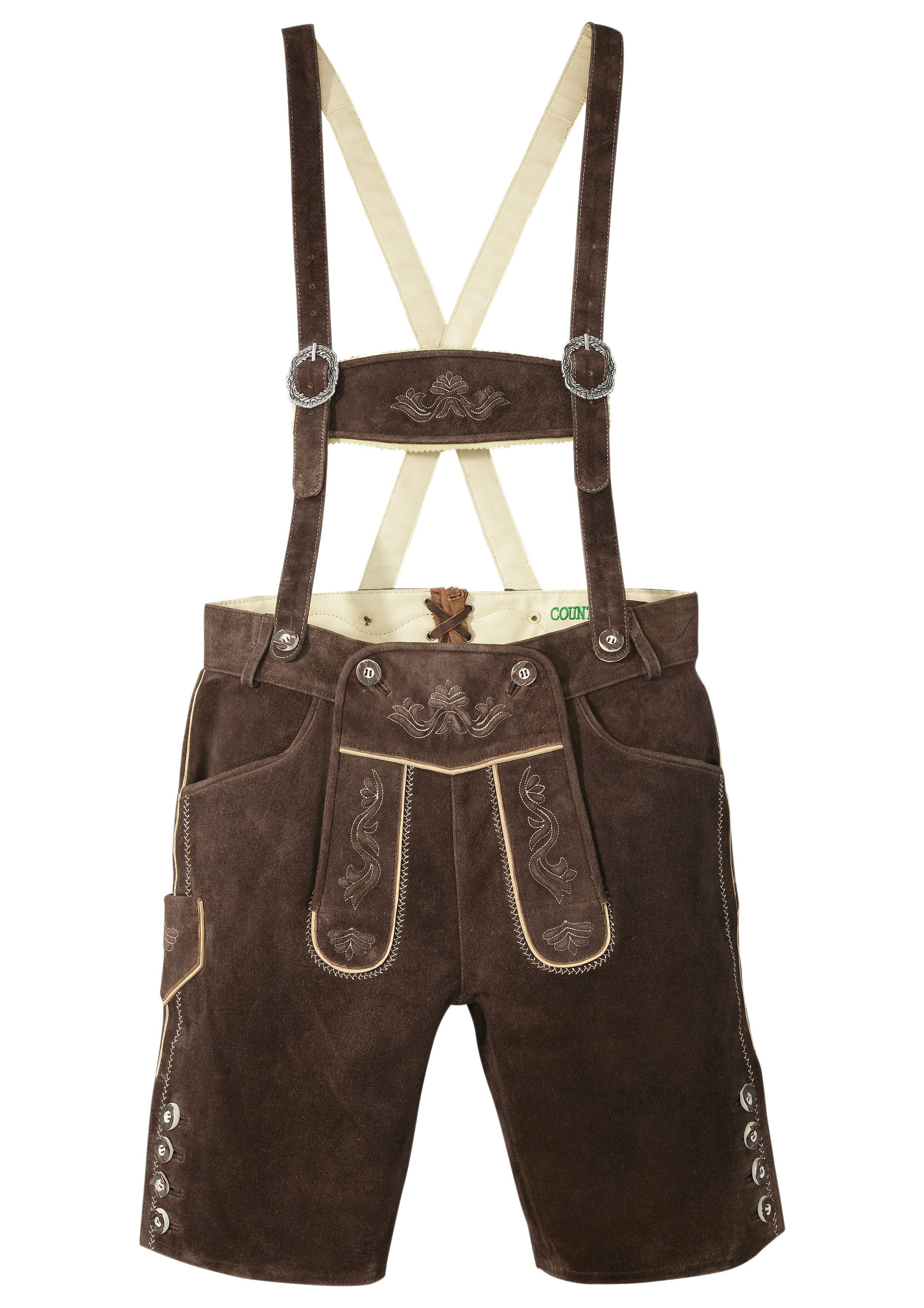 Country Line Trachtenlederhose, (2 tlg., mit Hosenträgern), aus weichem Ziegenveloursleder