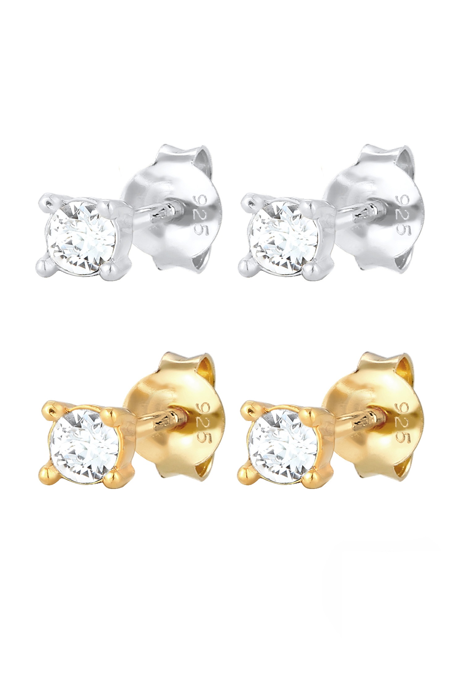 Elli Ohrstecker-Set »Ohrringe Ohrstecker mit Stein Glas Kristalle 2er Set 925 Sterling Silber Bicolor«