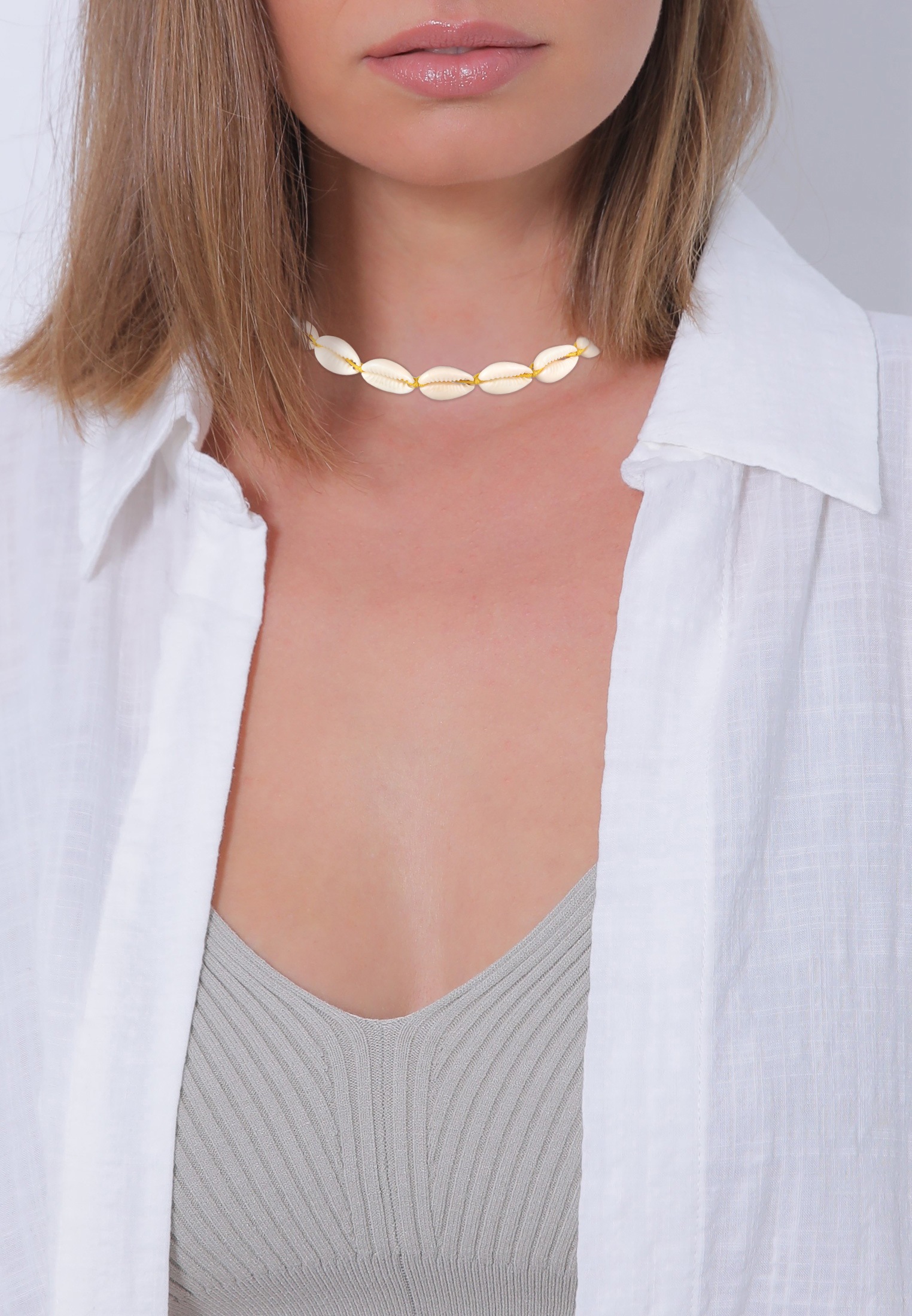 Elli Choker »Halskette Choker Kauri Muscheln Beach 925 Silber vergoldet«