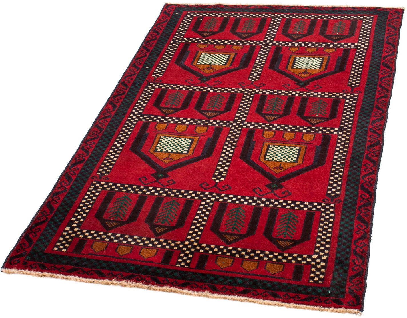 morgenland Orientteppich »Belutsch - 132 x 81 cm - dunkelrot«, rechteckig, Wohnzimmer, Handgeknüpft, Einzelstück mit Zertifikat
