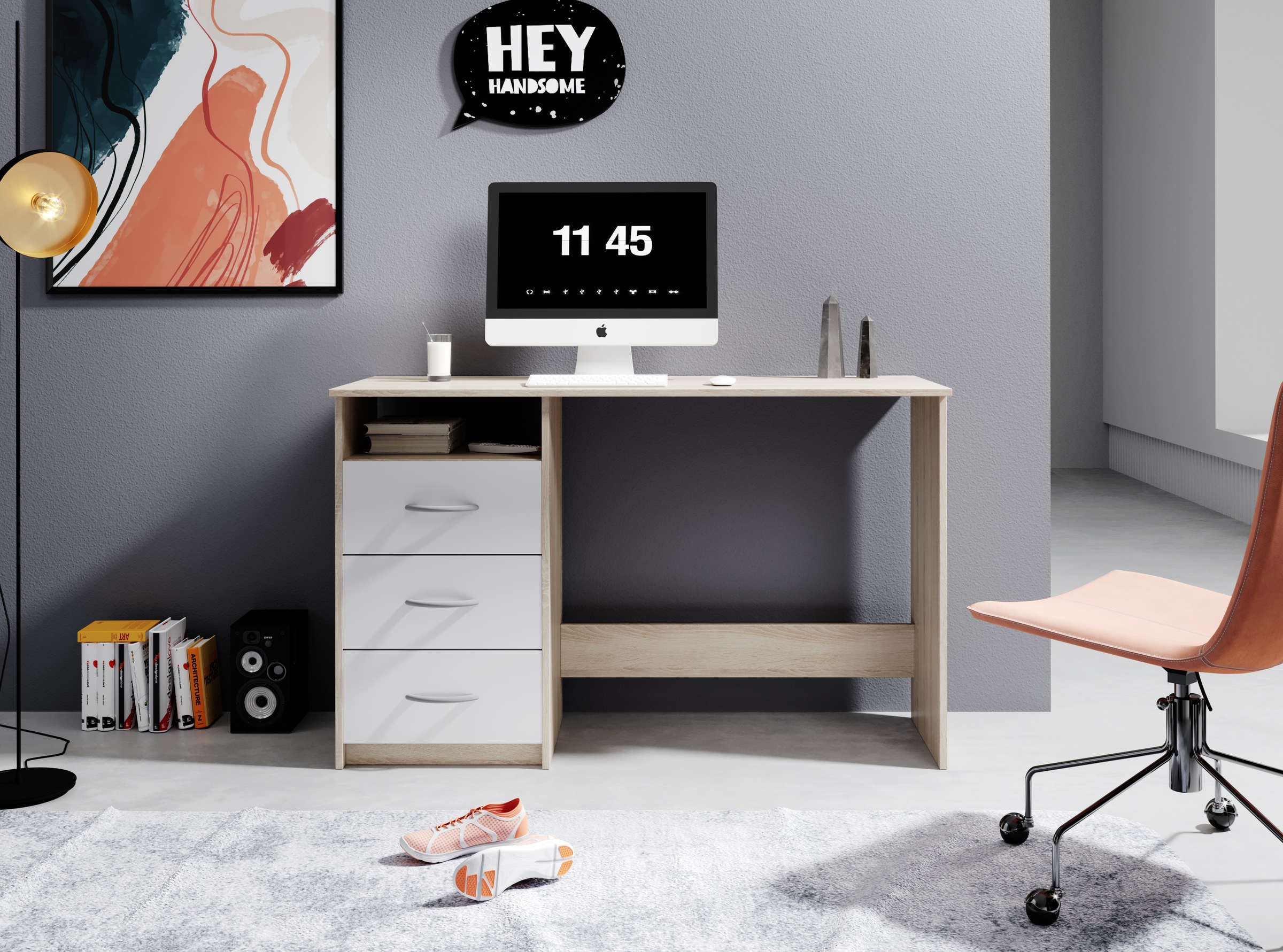 BEGA OFFICE Schreibtisch »Adria, Computertisch,« Schubkästen rechts oder links montierbar, Breite 123 cm