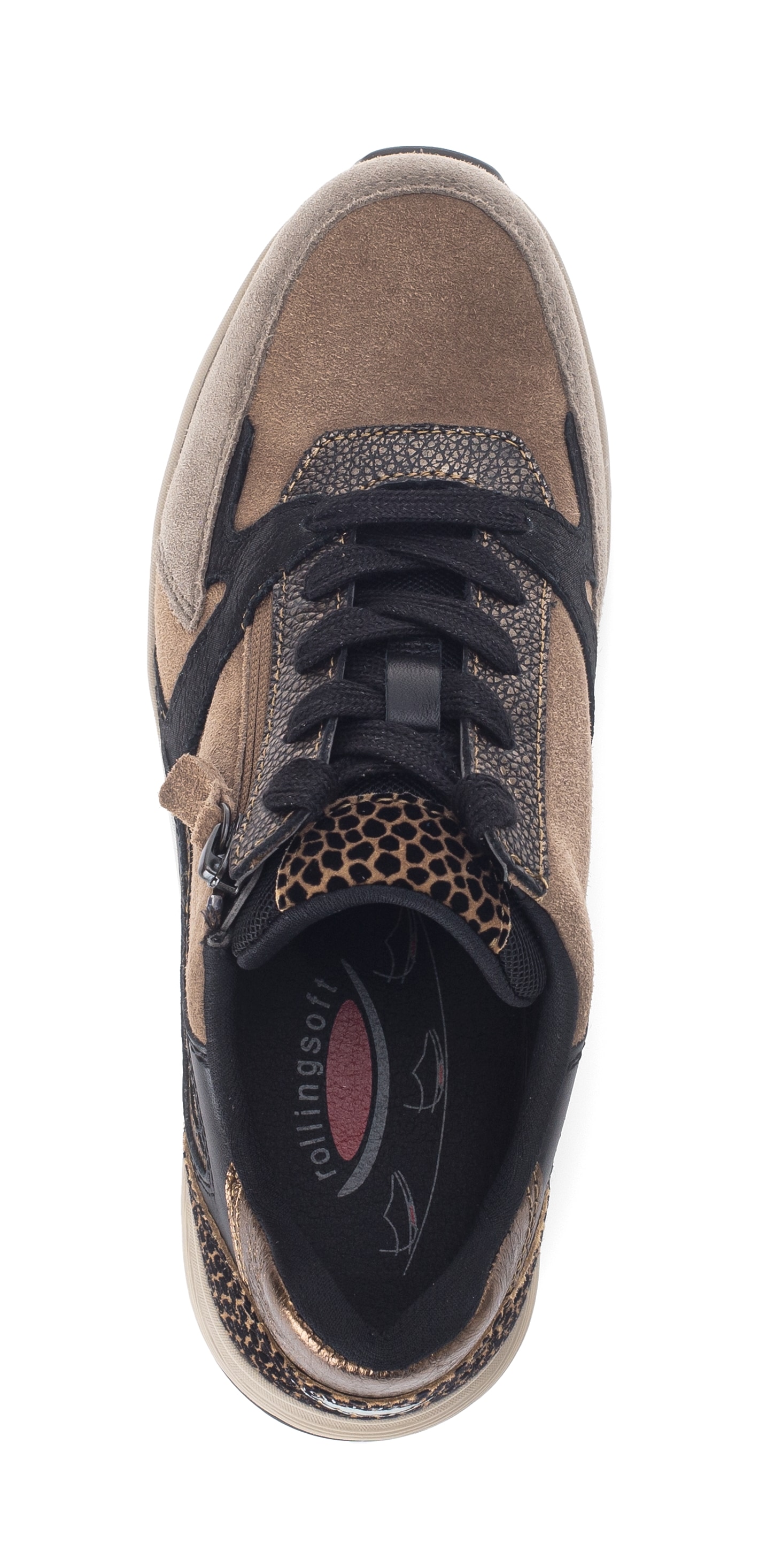 Gabor Rollingsoft Keilsneaker, Schnürer, Halbschuh, Freizeitschuh mit zusätzlichem Reißverschluss