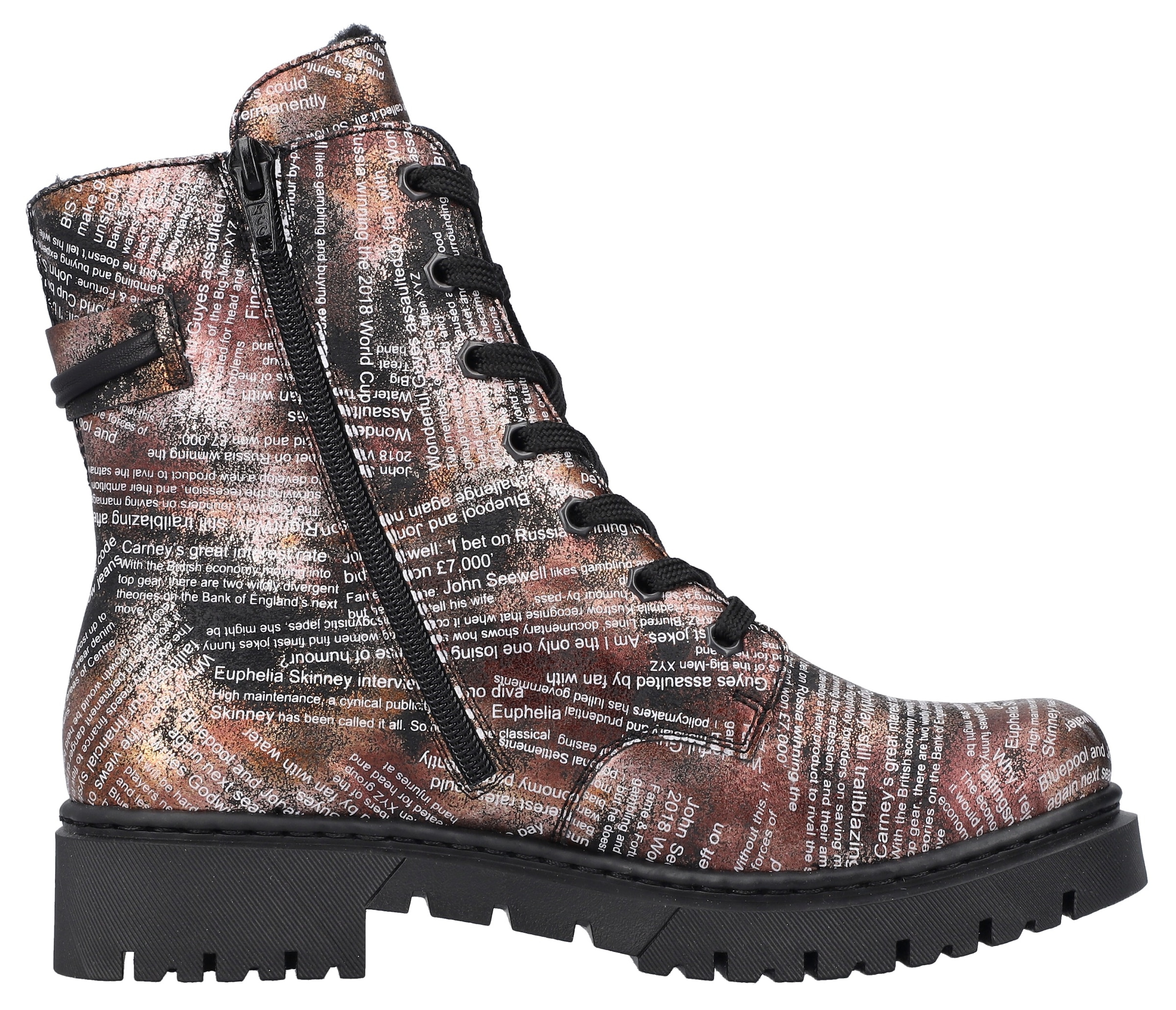 Rieker Winterstiefelette, Schnürboots, Stiefelette, Blockabsatz, mit Innenreißverschluss