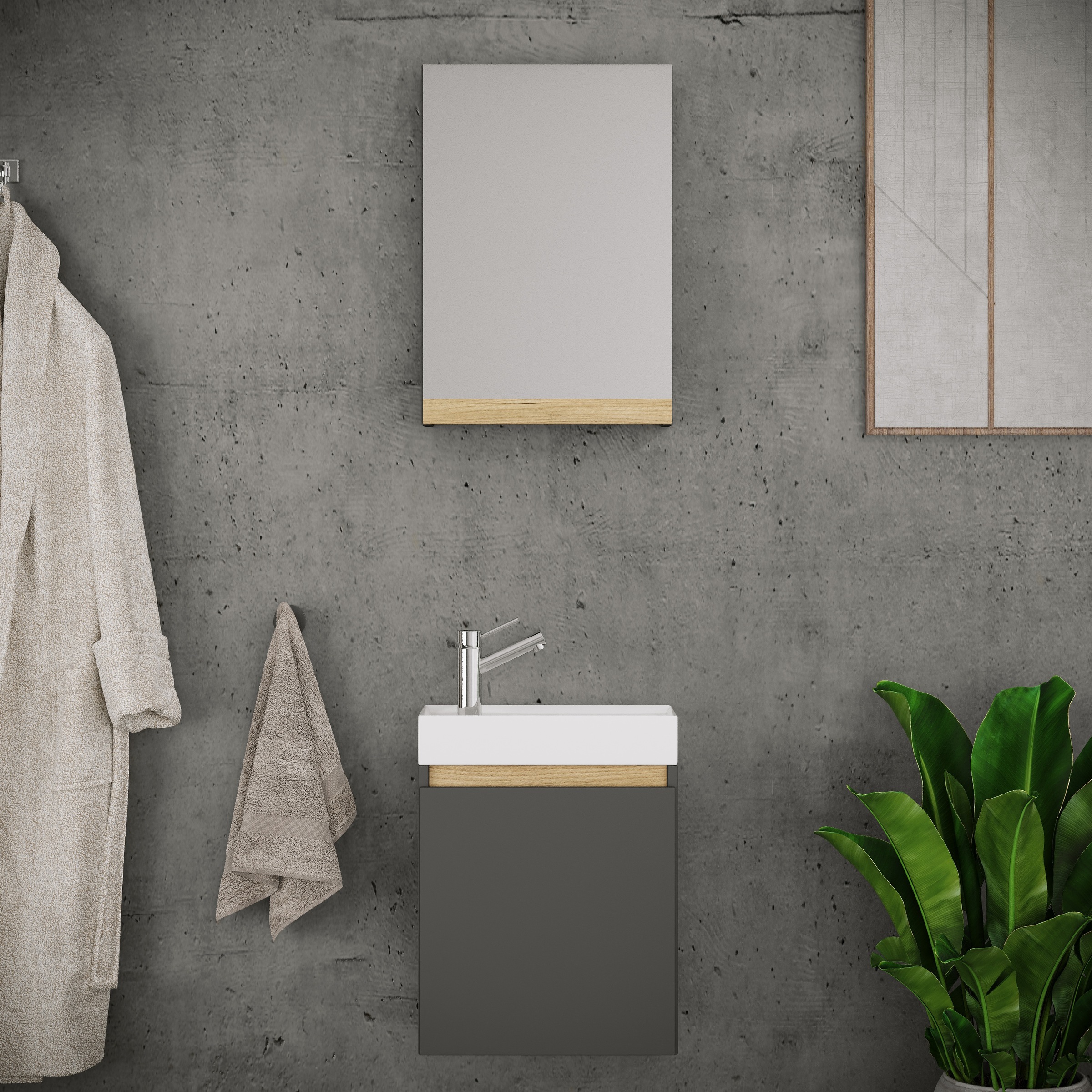 VCM Waschtisch »3 tlg. Hängeschrank Gäste-WC Waschbecken Softclose Cosila« 2 Stk. tlg.