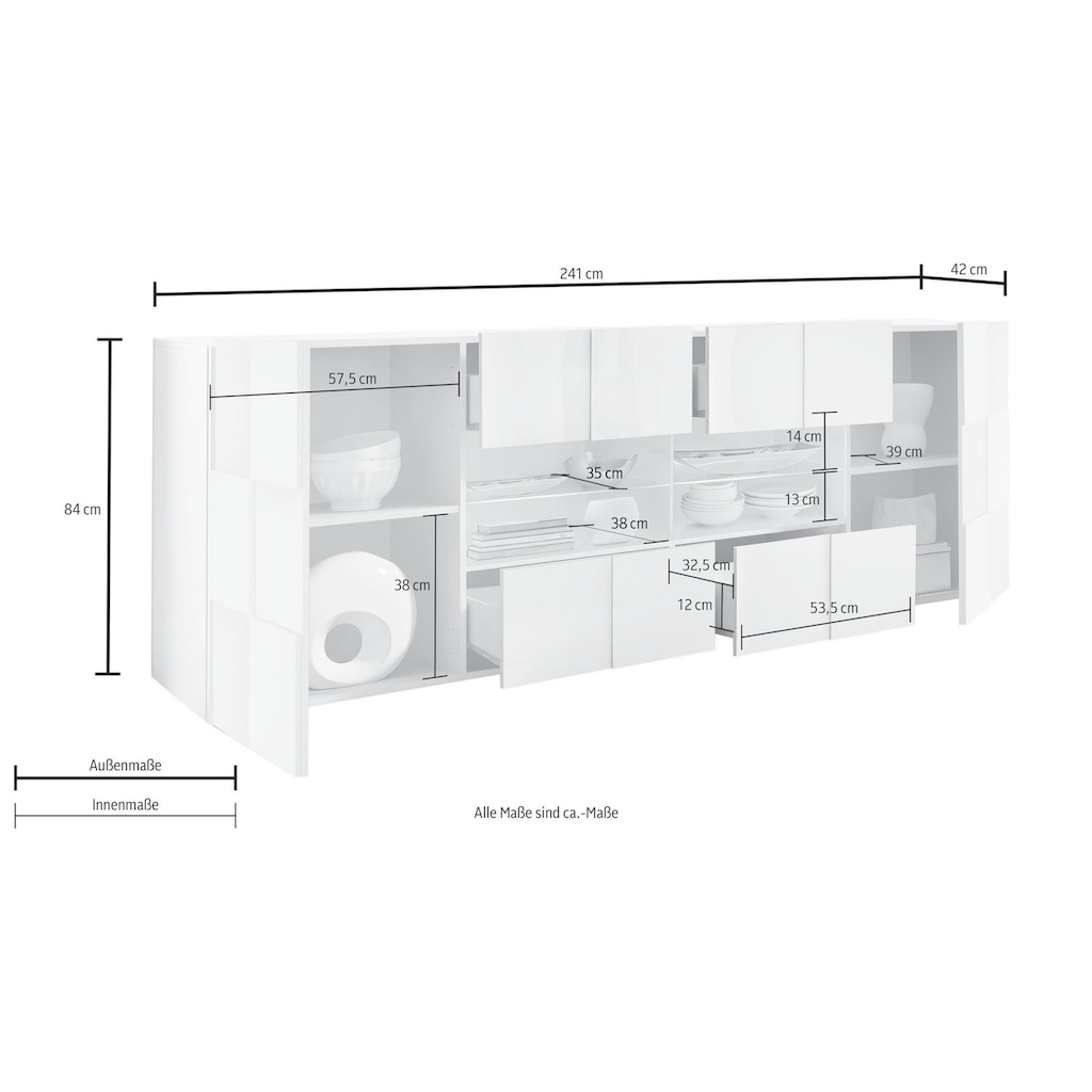 LC Sideboard »Dama«, Breite 241 cm