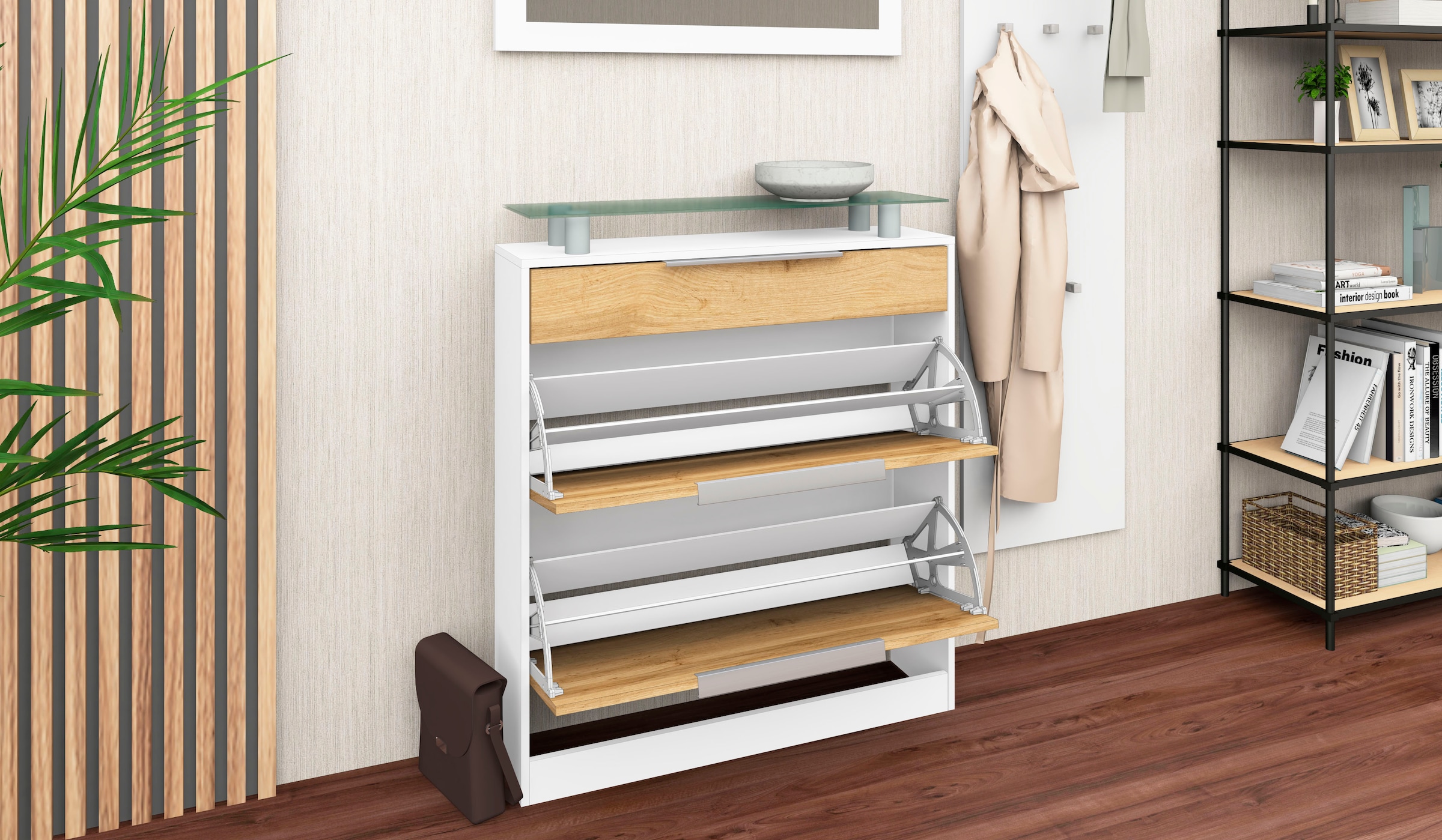borchardt Möbel Schuhschrank »Oliva«, Breite 89 cm, stehend, mit 2 Doppeltrommeln und 1 Schubkasten