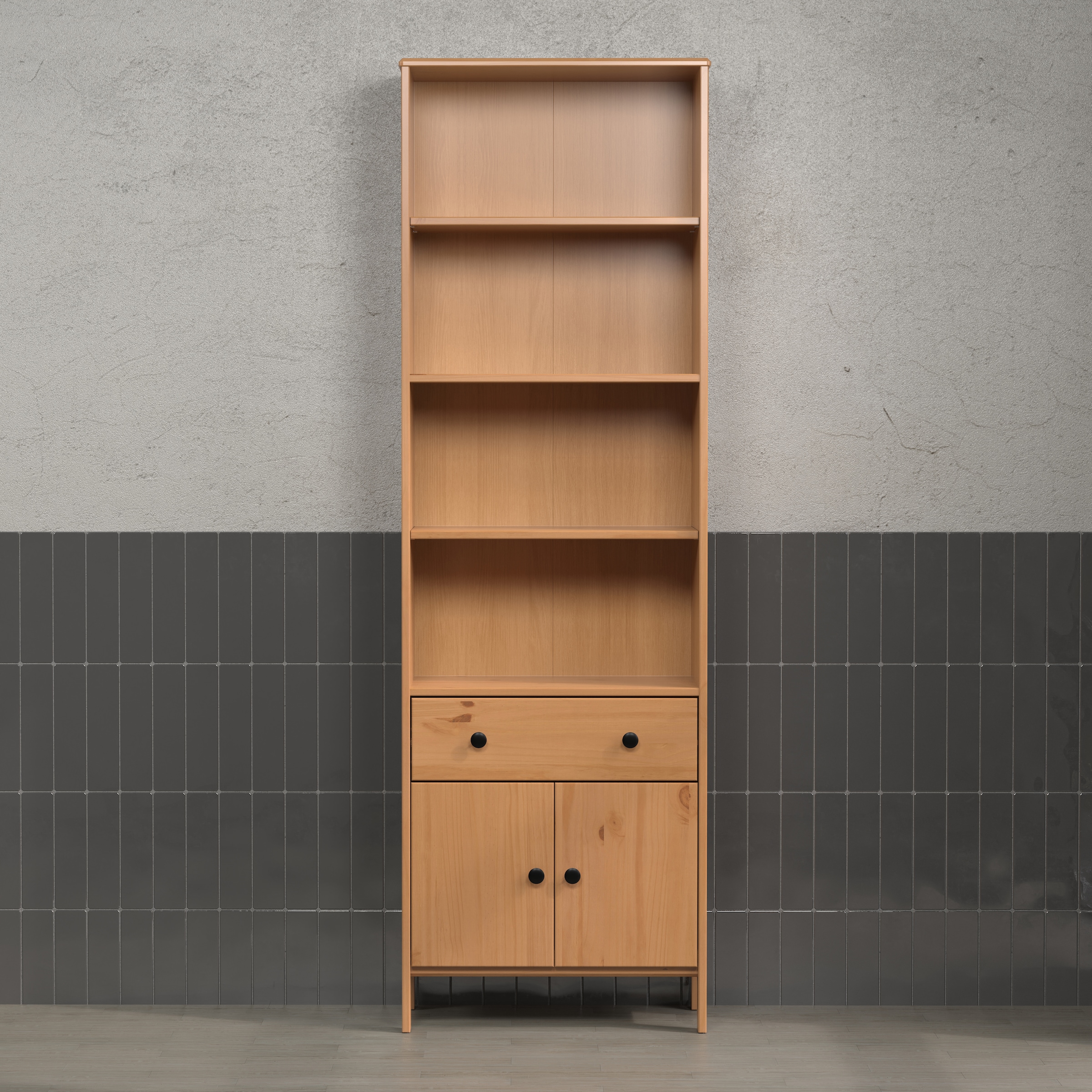 welltime Hochschrank »Kall«, (1 St.), Badezimmerschrank aus Kiefer-Massivholz - Maße (B/T/H) 60/33/188 cm