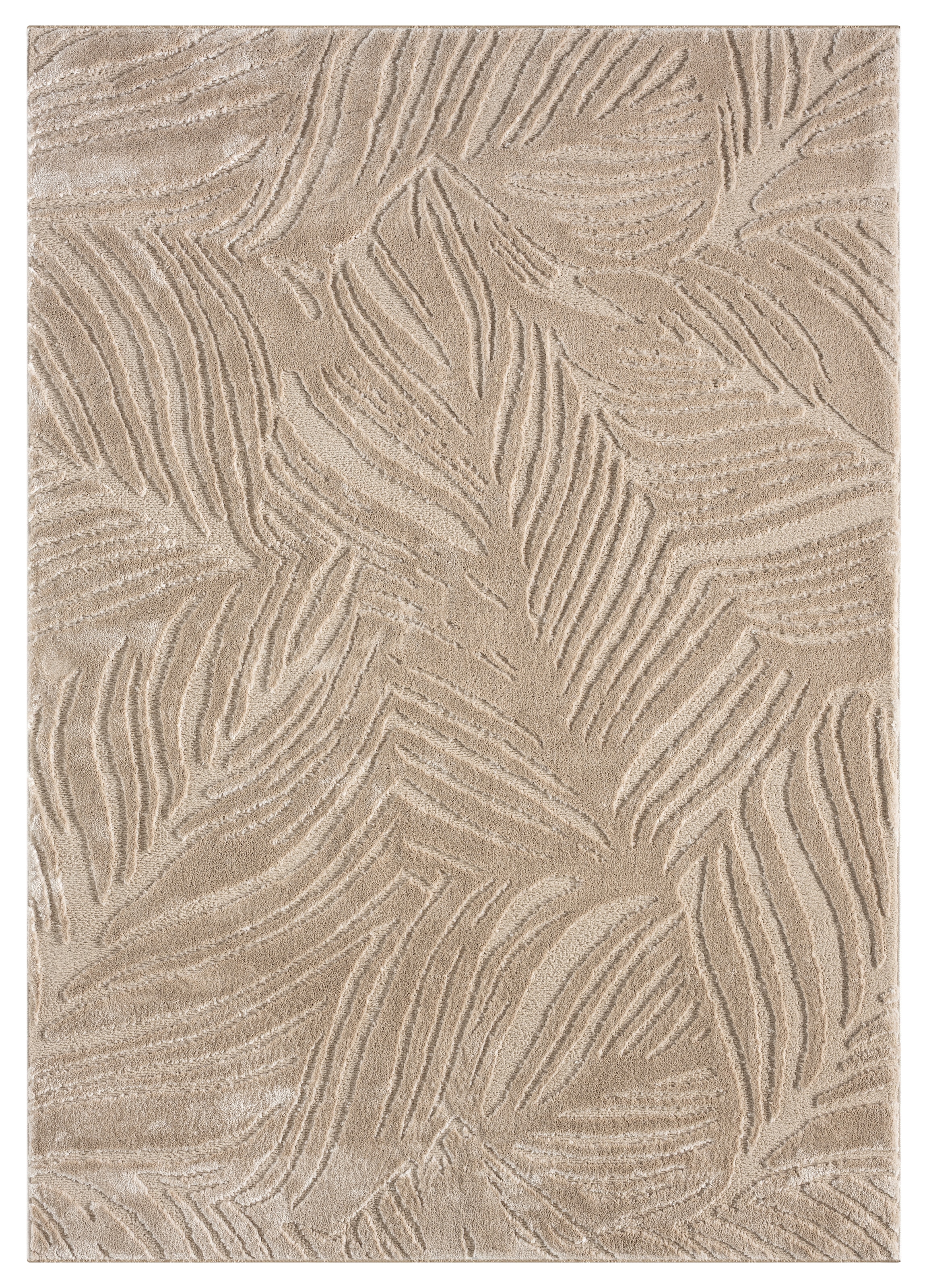 OTTO home Teppich »Samia, Hoch-Tief-Struktur« rechteckig 19 mm Höhe leichter Glanz, Floral, Blätter, Modern, Wohnzimmer, Schlafzimmer