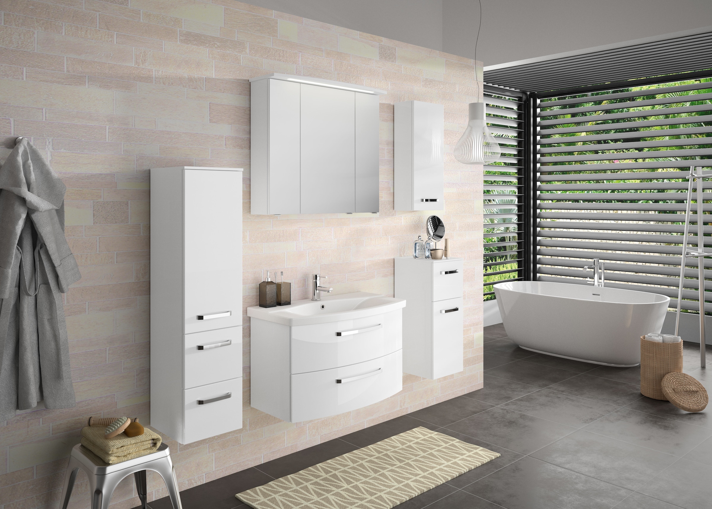 Saphir Midischrank »Serie 4010 Badschrank 30cm breit, 1 Tür, 2 Schubladen, inkl Türdämpfer«, 2 Glas-Einlegeböden, Badezimmer-Midischrank 121 cm hoch, 33 cm tief