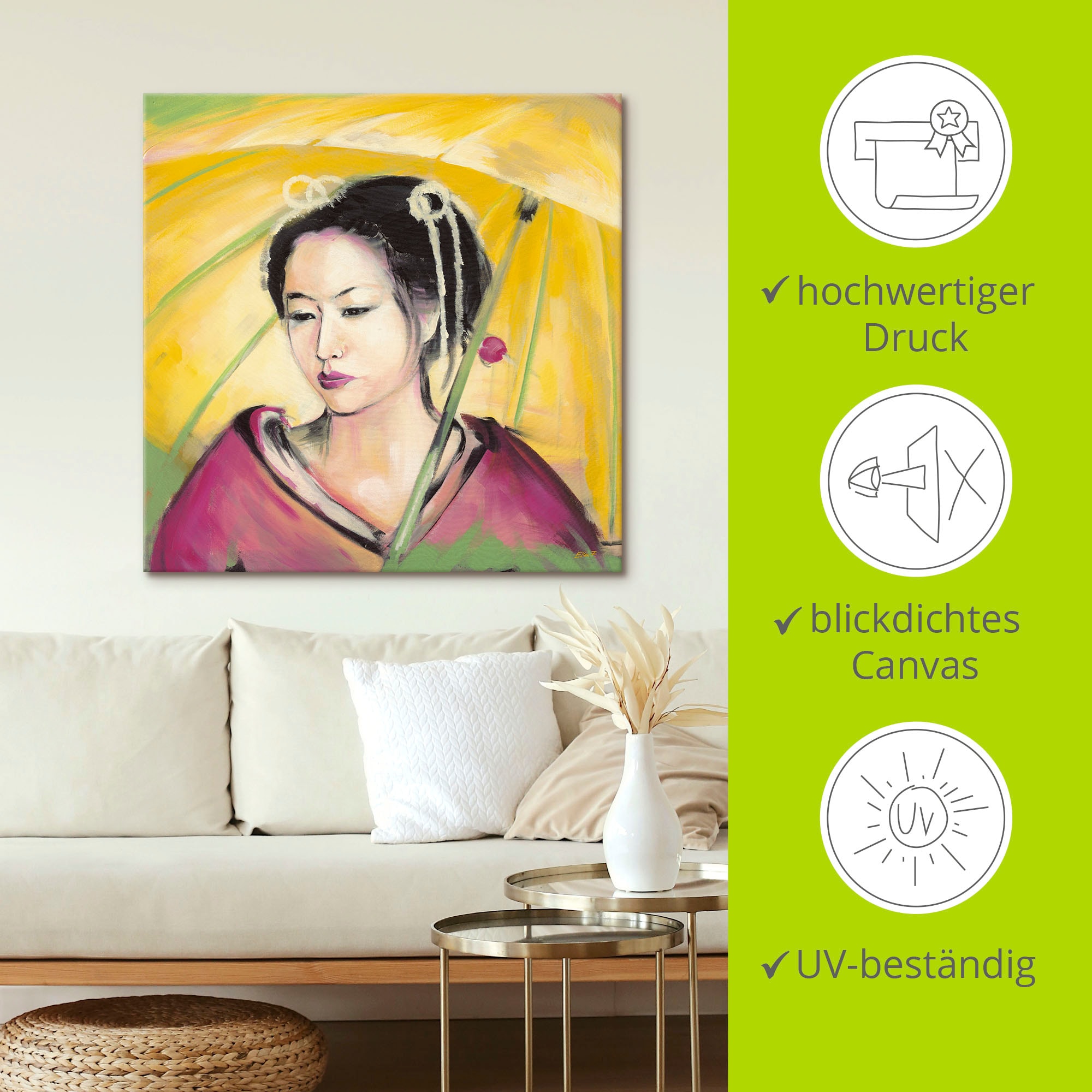 Artland Wandbild »Geisha«, Frau, (1 St.), als Leinwandbild, Wandaufkleber in verschied. Größen