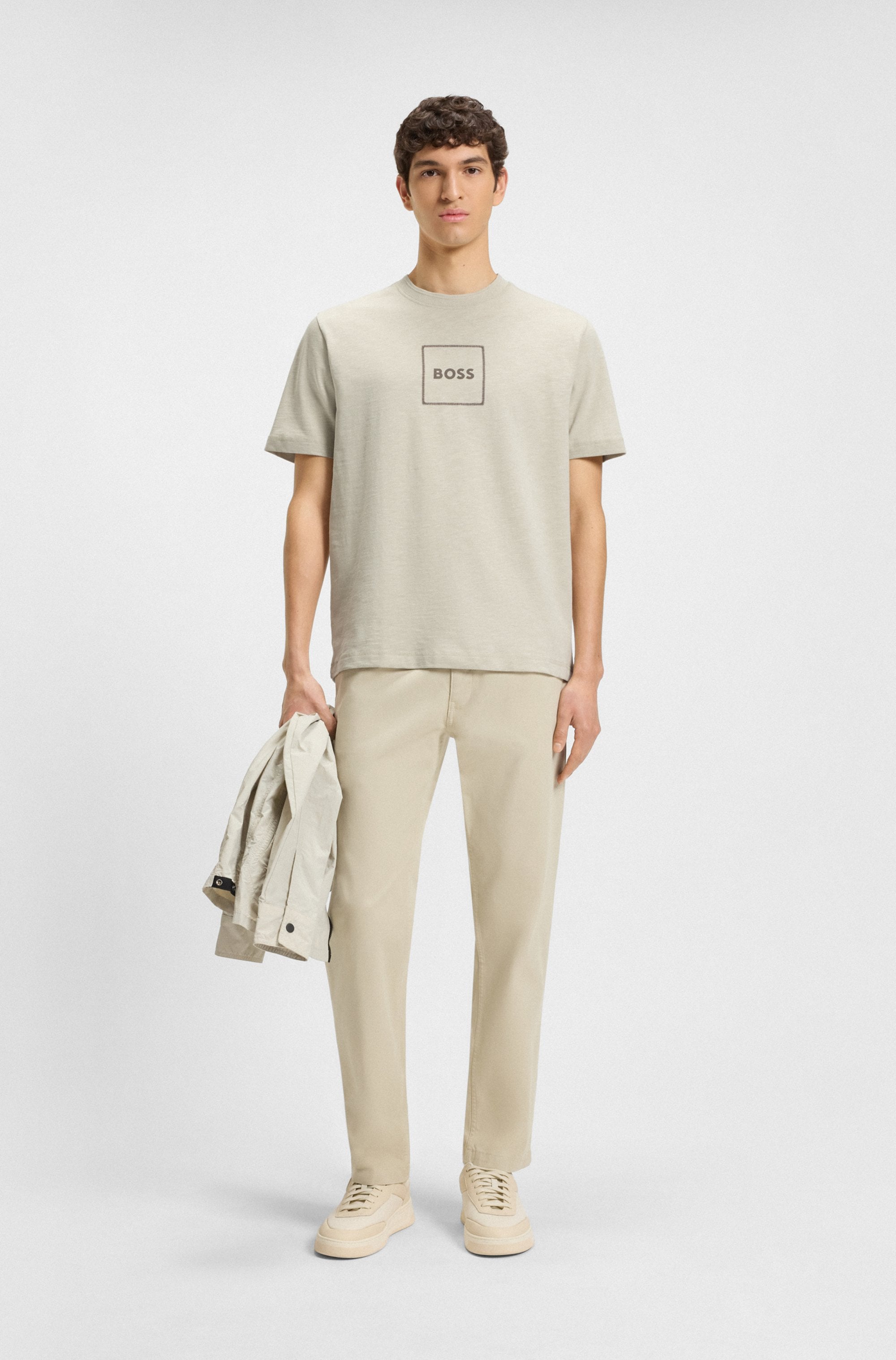 BOSS ORANGE T-Shirt »Te_linenlogo«, mit BOSS Schriftzug