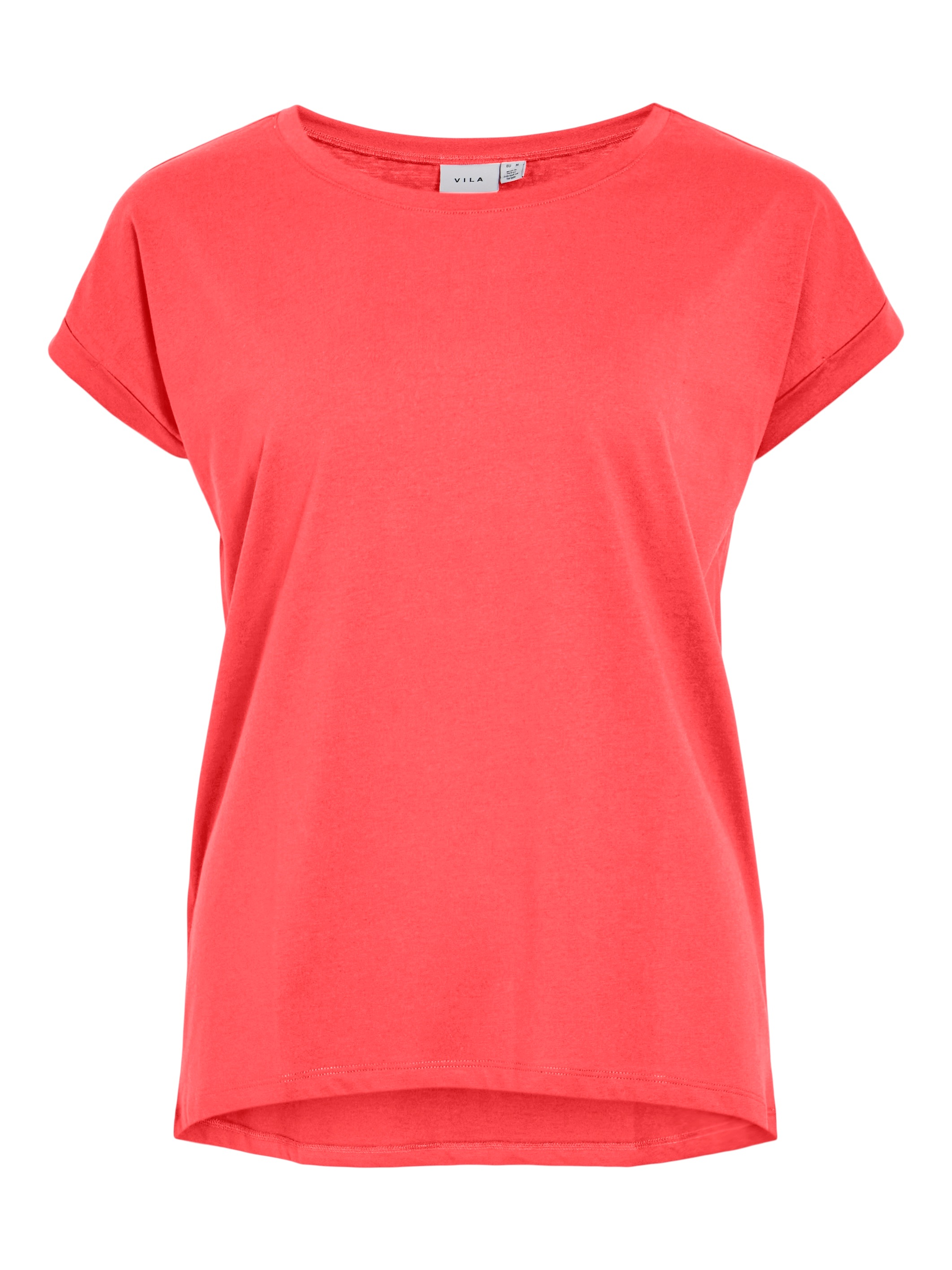 Vila Rundhalsshirt »VIDREAMERS NEW PURE T-SHIRT/SU-NOOS«, Basic Damen-T-Shirt mit Rundhalsausschnitt und umgeschlagenen Ärmeln