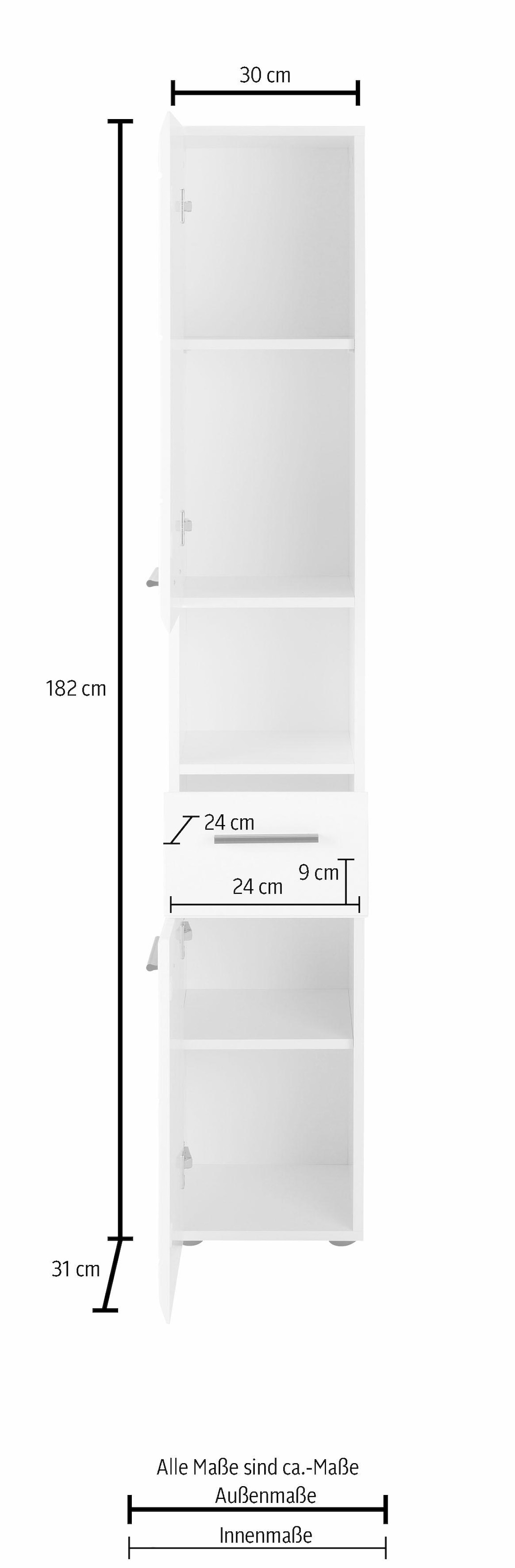 INOSIGN Hochschrank »Sovana«, Höhe 182 cm, Badezimmerschrank in Hochglanz- oder Holzoptik