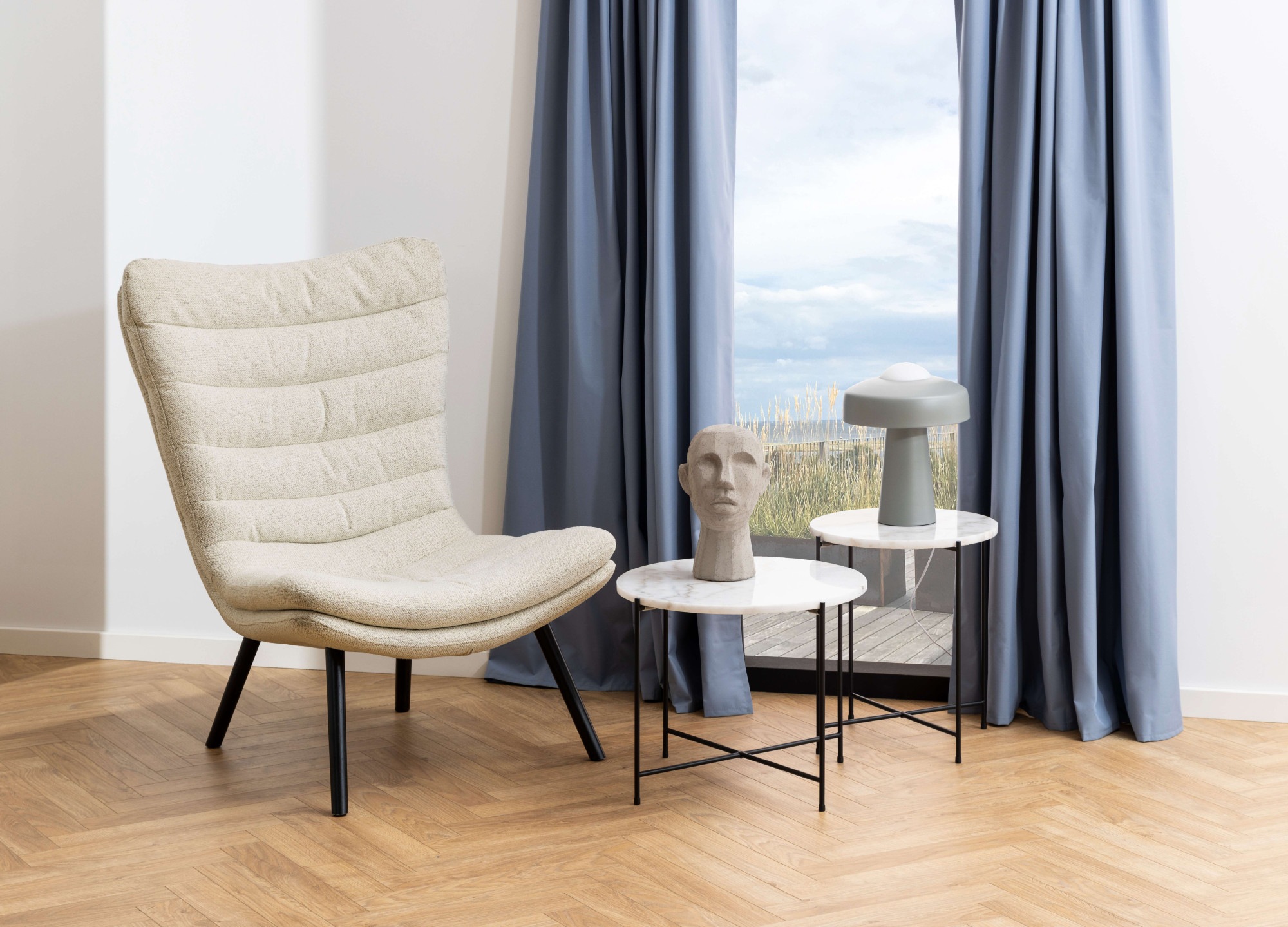 ACTONA GROUP Beistelltisch »Avila«, Ecktisch, rund, Tischplatte aus Marmorstein, T: 52 cm