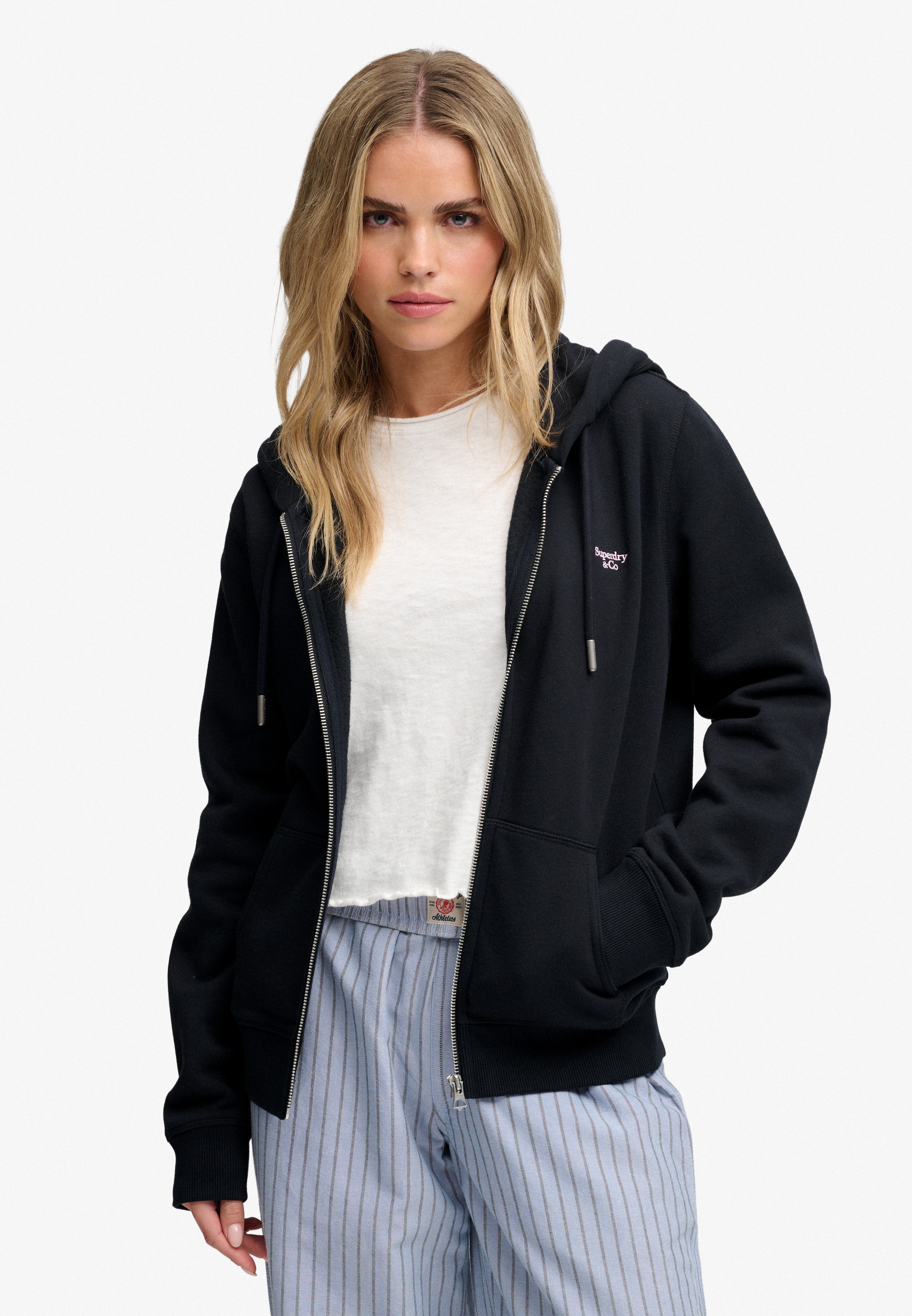 Superdry Kapuzensweatjacke »SIGNATURE EMB ZIPHOOD« Baumwollmischung, relaxed fit