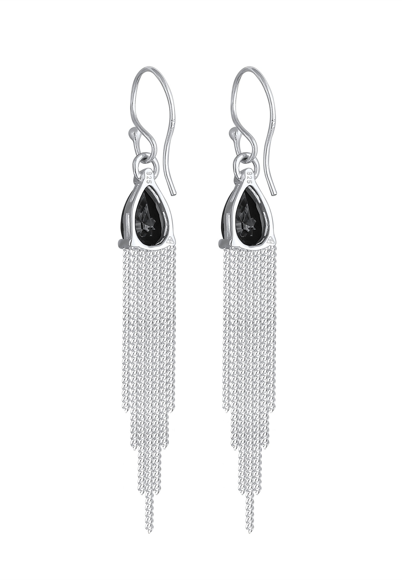 Elli Paar Ohrhänger »Ohrringe Ohrhänger Tropfen Zirkonia Schwarz 925 Sterling Silber«